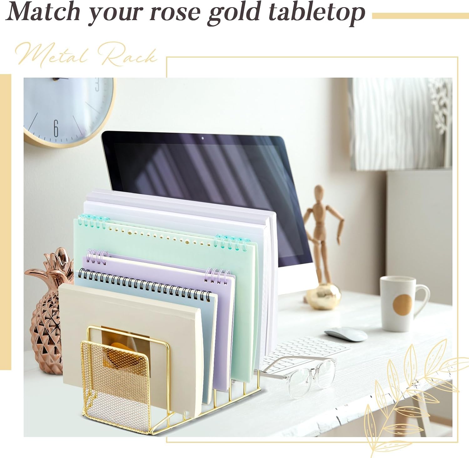 2 Pcs 7 Section Wire File Organizer for Desk, Metal Mesh Incline File Holder, Letter & Magazine Folder Rack, Desktop