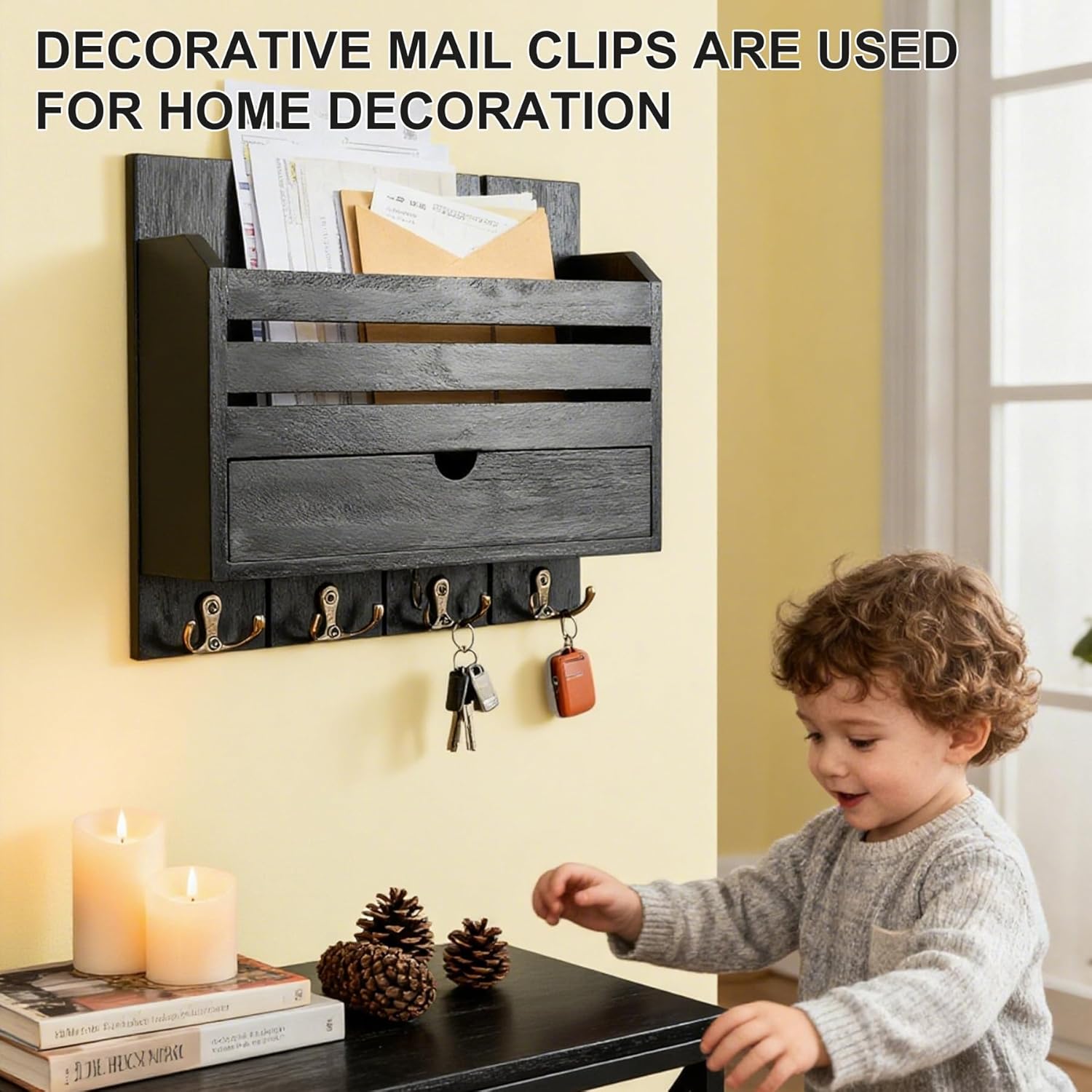Wooden Wall Mount Key Holder / Brown