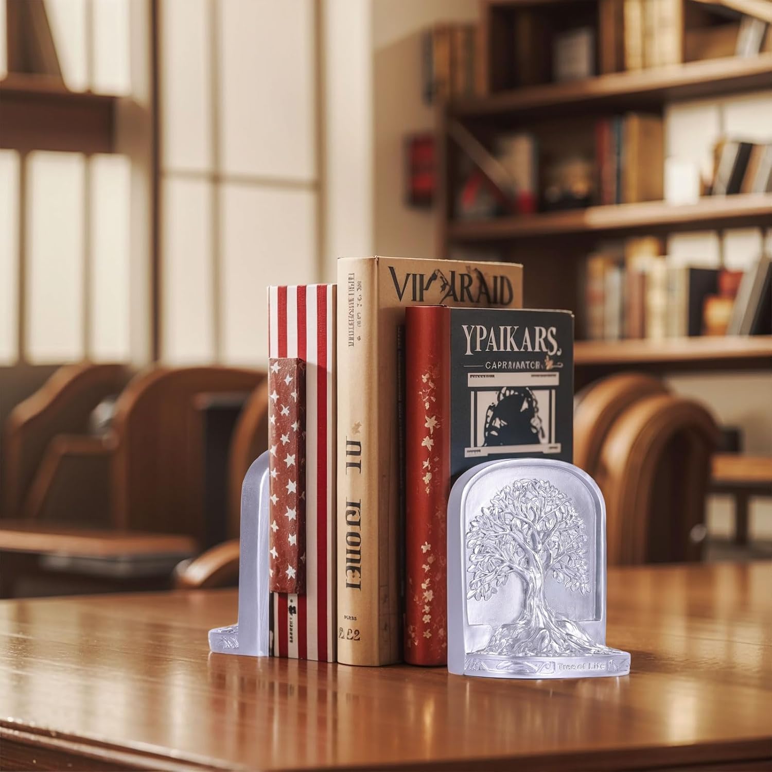 Tree of Life Bookends Set / Silver