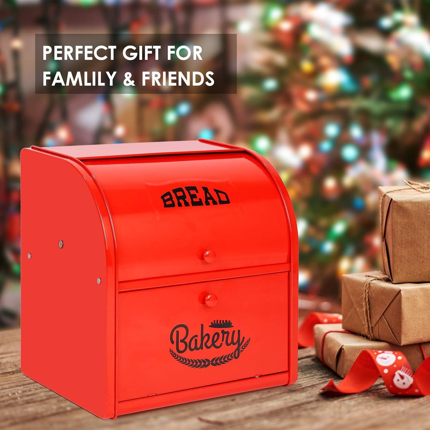Bread Box, Metal Bread Box for Kitchen Countertop, 2 Layer Roll Top Bread Boxes, Stainless Steel Bread Storage, Kitchen