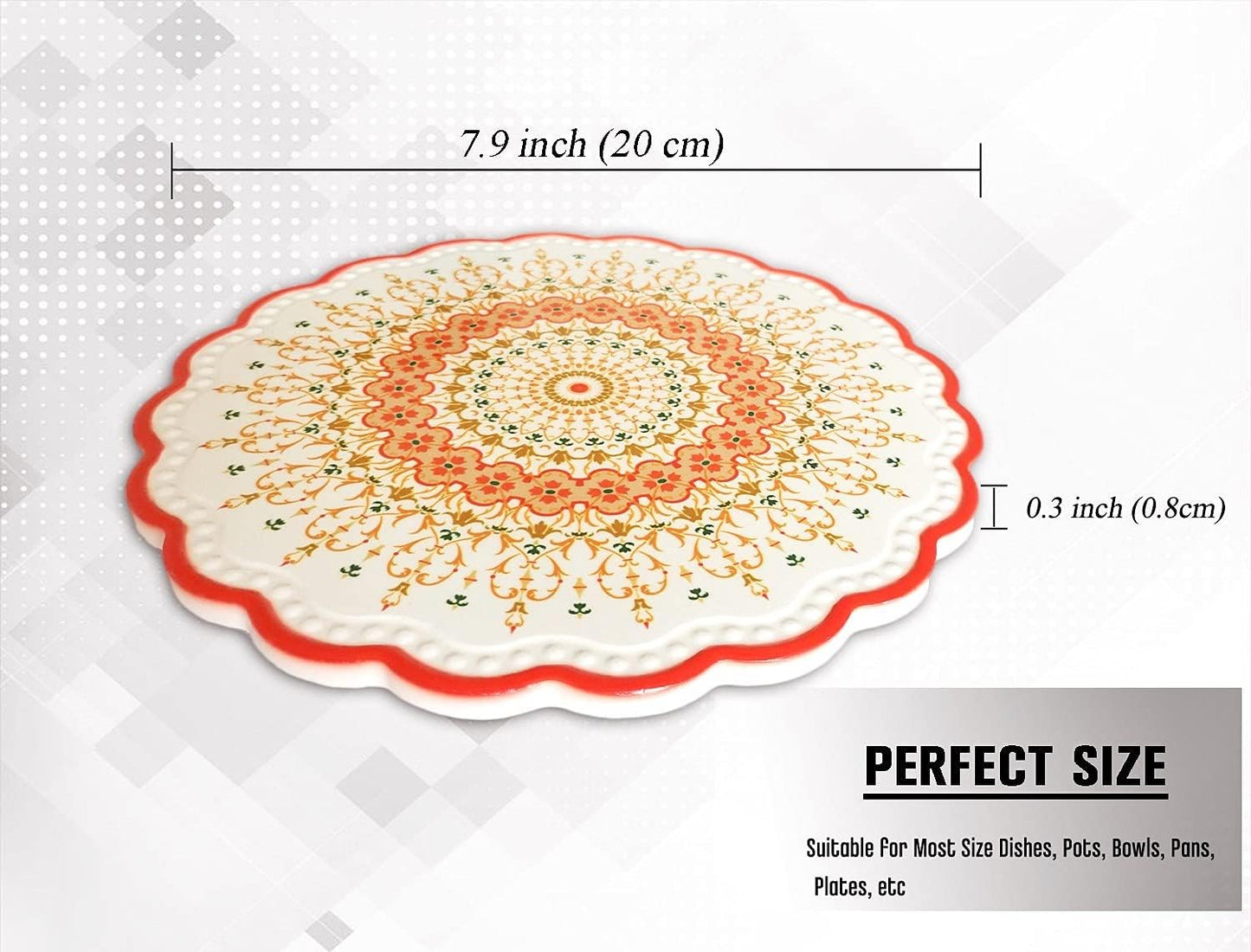 Ceramic Trivets for Hot Pots and Pans, Heat Resistant Mats, Trivets for Hot Dishes with Beautiful Flower Patterns and