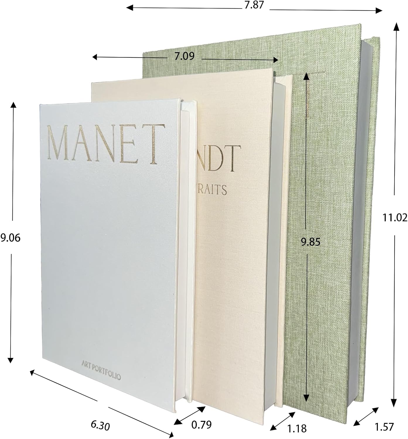 Linen Fabric Fake Books / Set of 3