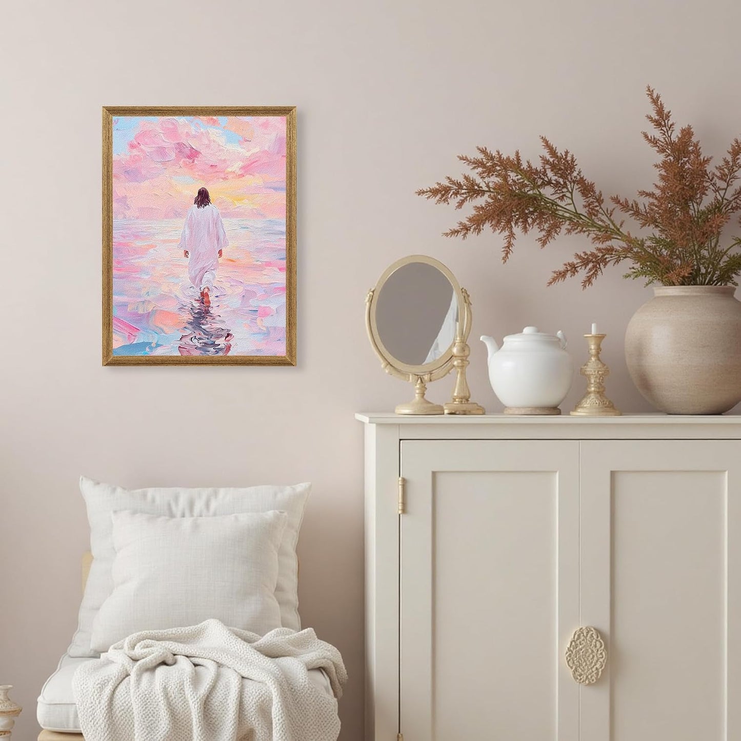 Religious Savior Wall Decor / 16"L x 12"W / Pink Jesus
