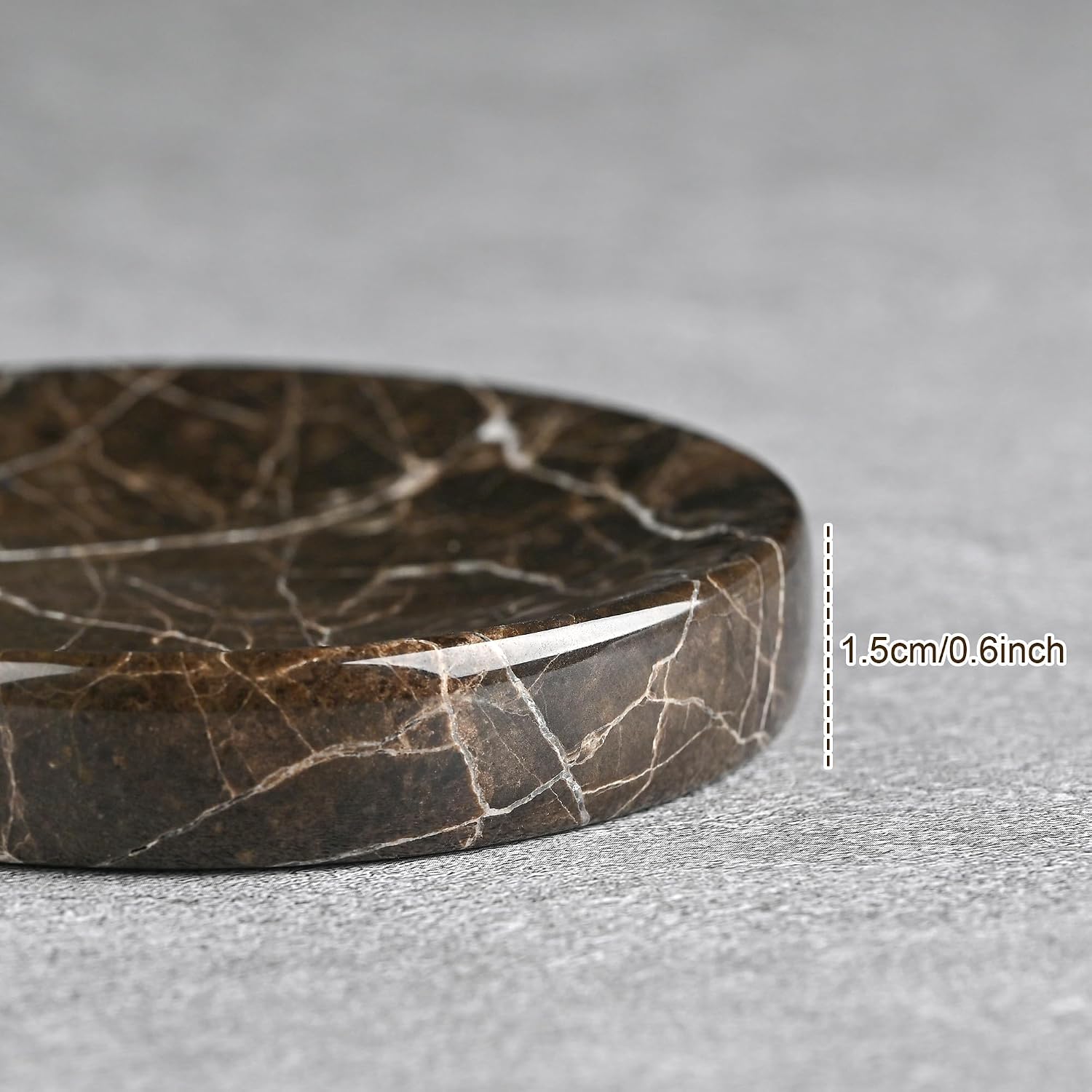 Natural Stone Trinket Tray for Rings Earrings Bracelets / Emperador Dark / Brown