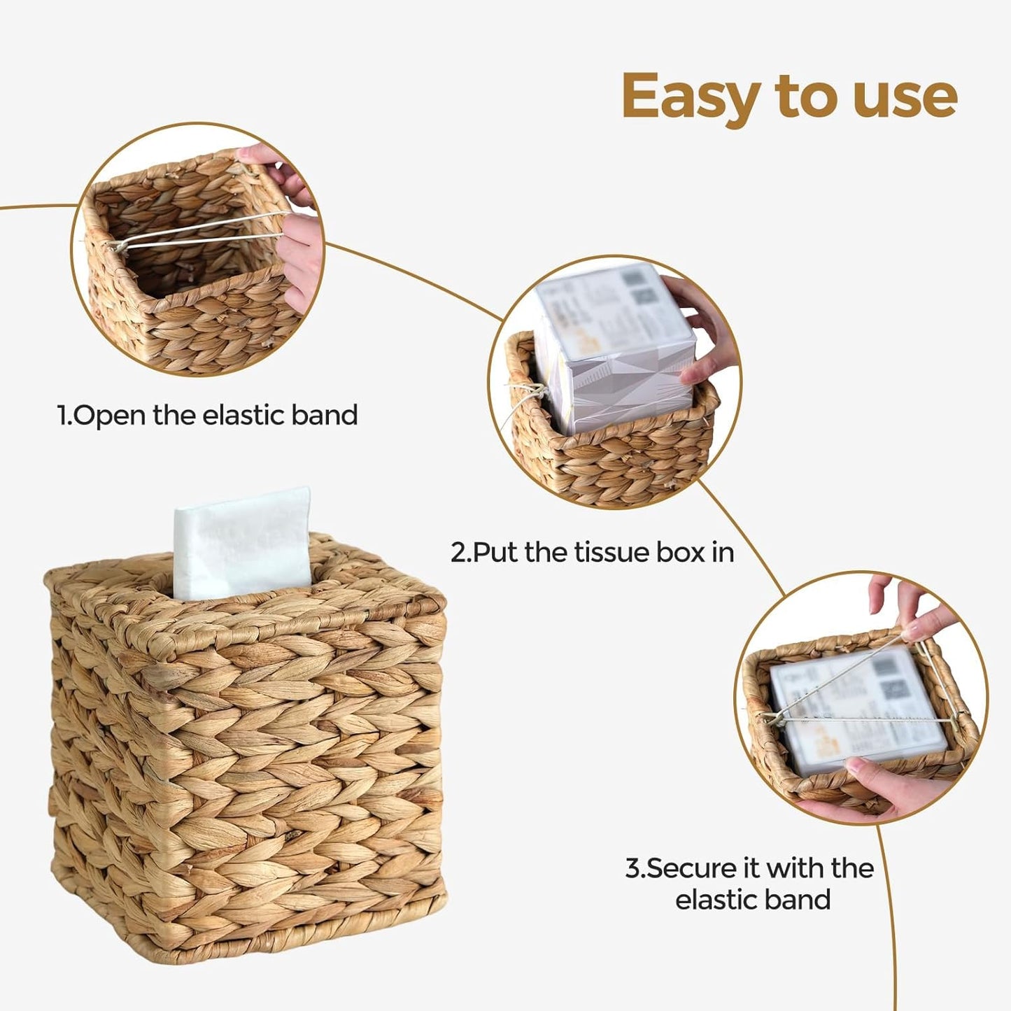 Wicker Tissue Box Cover / Natural / Square