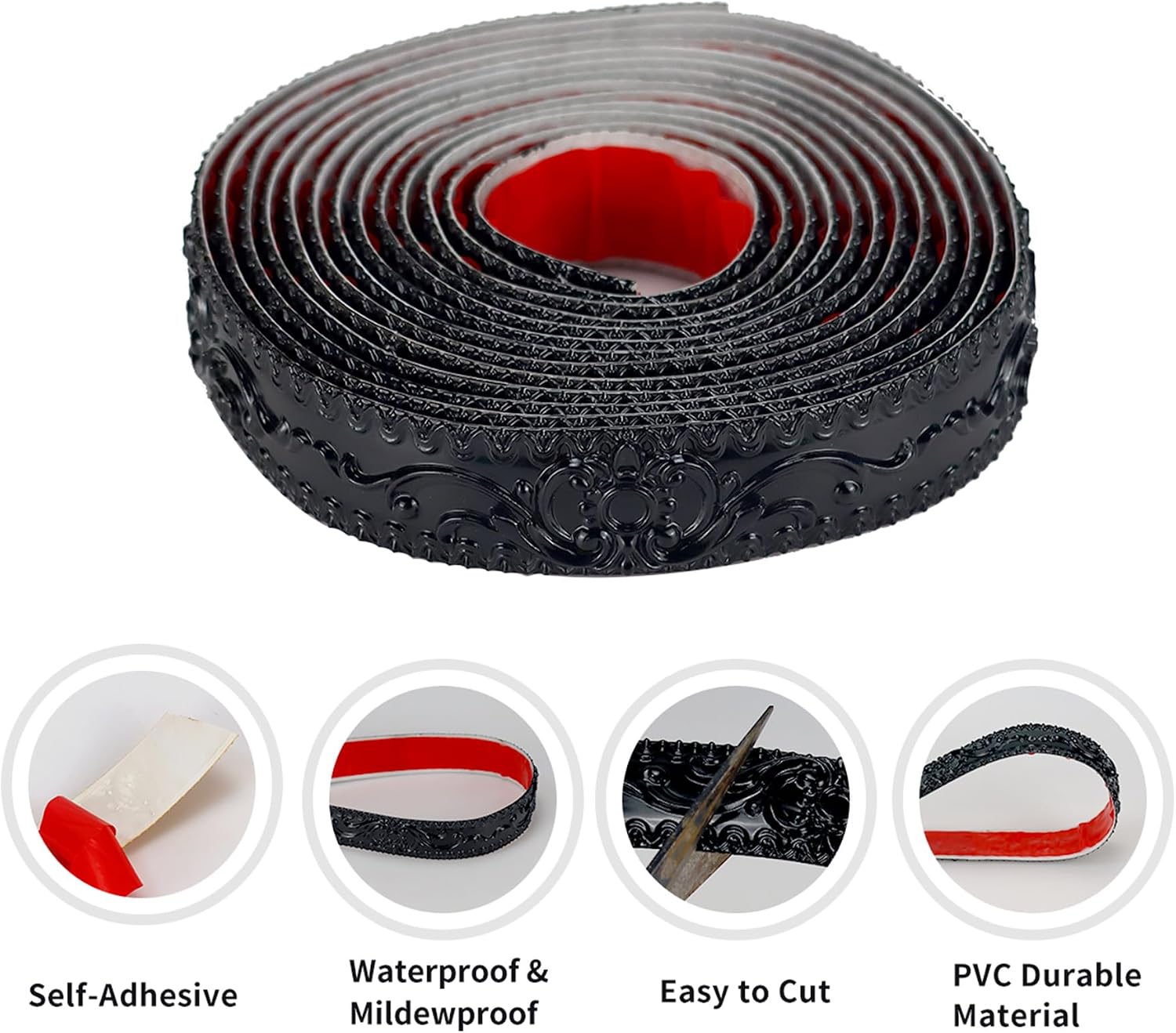 Self Adhesive Peel and Stick Molding Ceiling Molding / Black