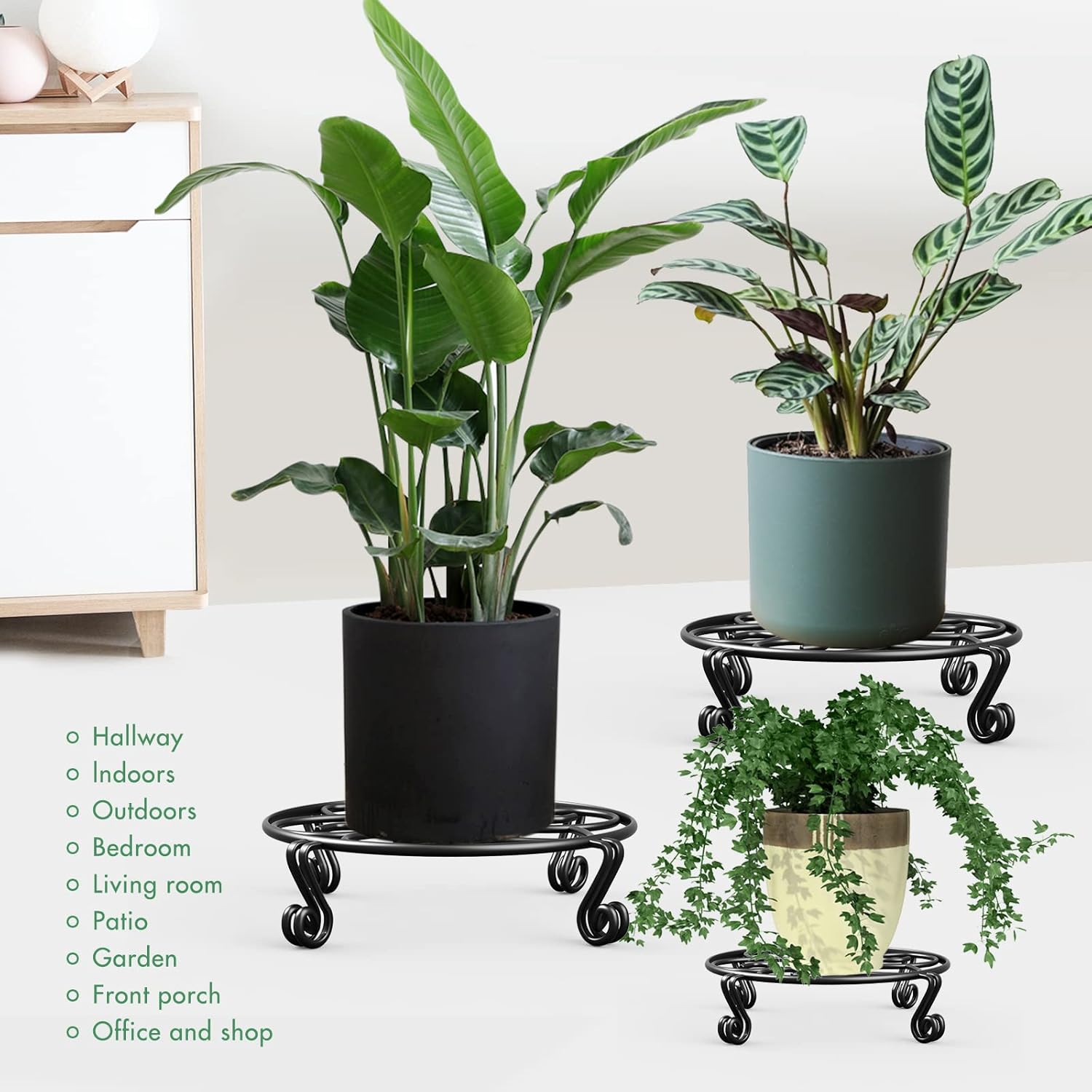 Yimobra 2 Pack Plant Stand for Flower Pot Heavy Duty Potted Holder Indoor Outdoor Metal Rustproof Iron Garden Container