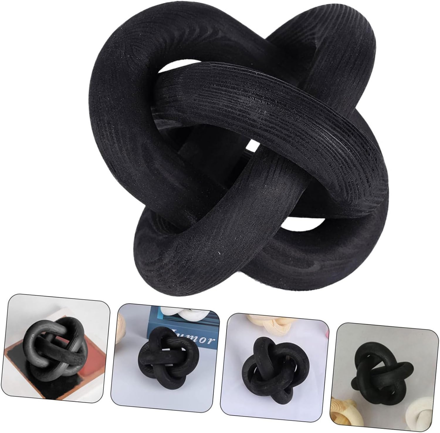 Handmade Wooden Chain Knot Book Shelf Ornament Wooden Handicraft Festival Decor
