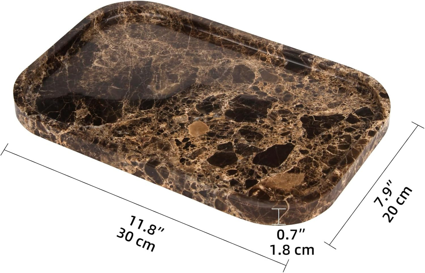 Marble Bathroom Vanity Tray / Dark Brown L / 8 x 0.7 x 12