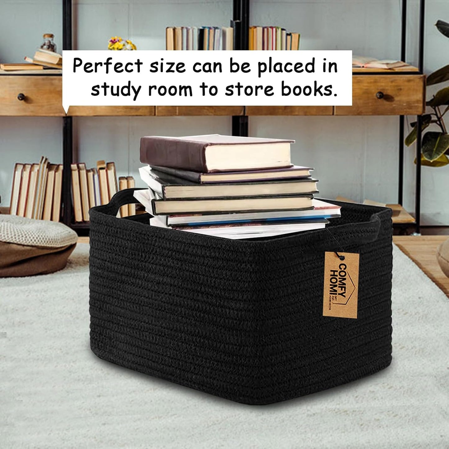 Woven Baskets for Storage / 13.5 x 11 x 9.5 / Black