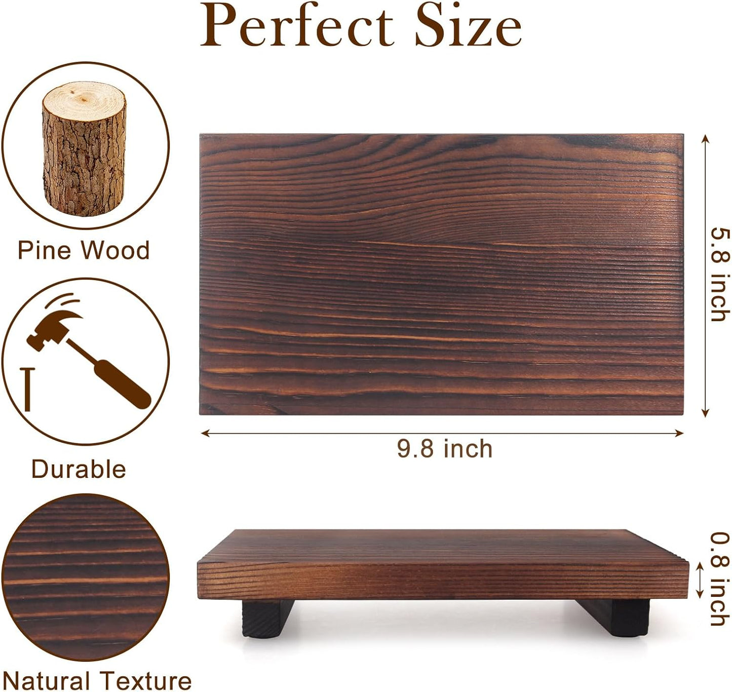 Farmhouse Bathroom Tray Organizer Wooden Riser Stand Wood Trays / Brown / 10 x 6 x 1.6