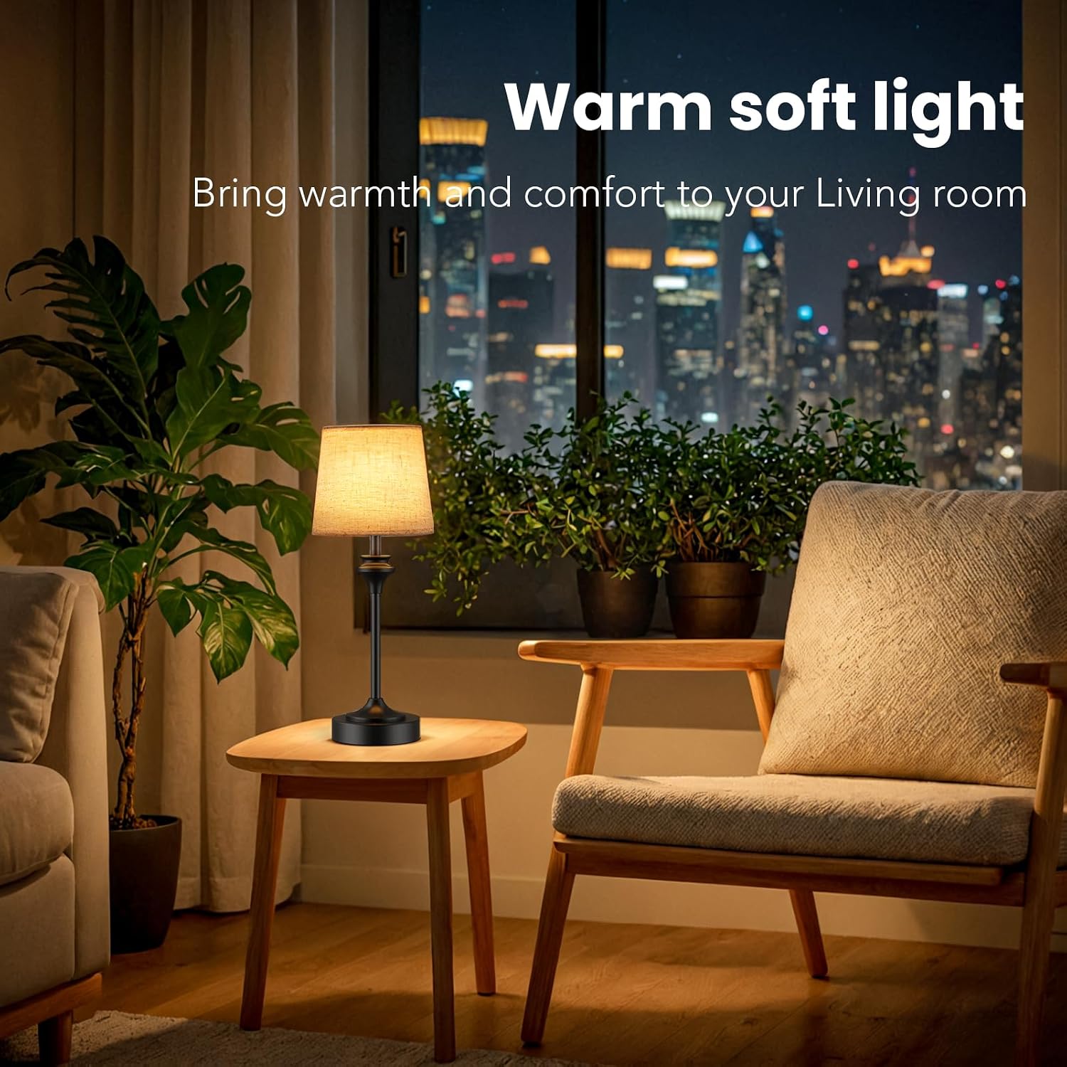 Portables Cordless Table Lamp Set of 2, Battery Operated Lamp, Bedside Table Lamp with Warm White,3 Way Dimmable Touch