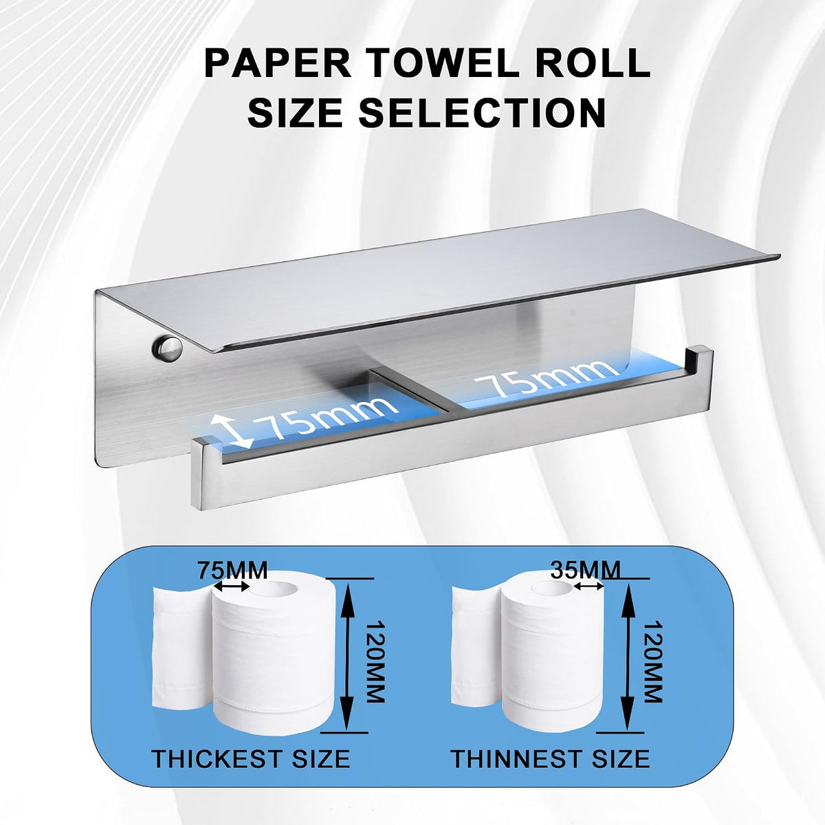LANC Double Toilet Paper Holder with Shelf, Brushed Nickel Commercial Toilet Tissue Roll Dispenser with Phone Shelf 304