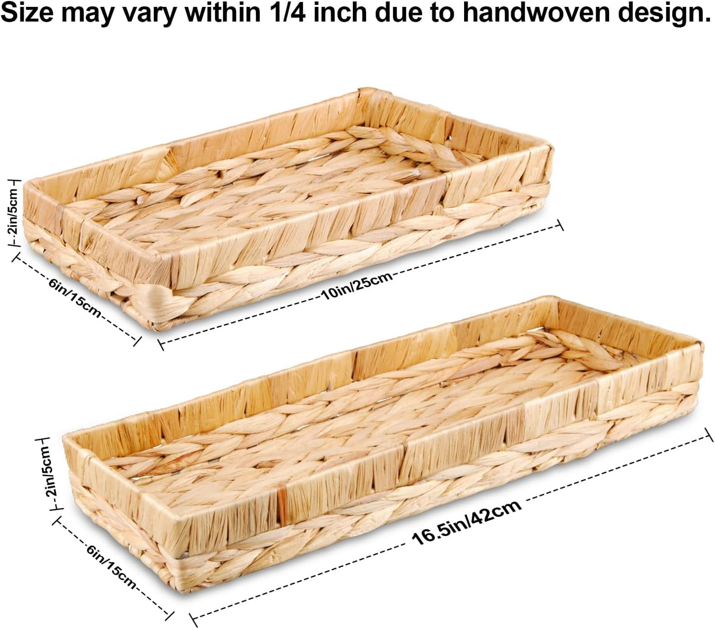 10" Bathroom Over Toilet Tank Tray Water Hyacinth Wicker Basket / 10 x 6 x 2
