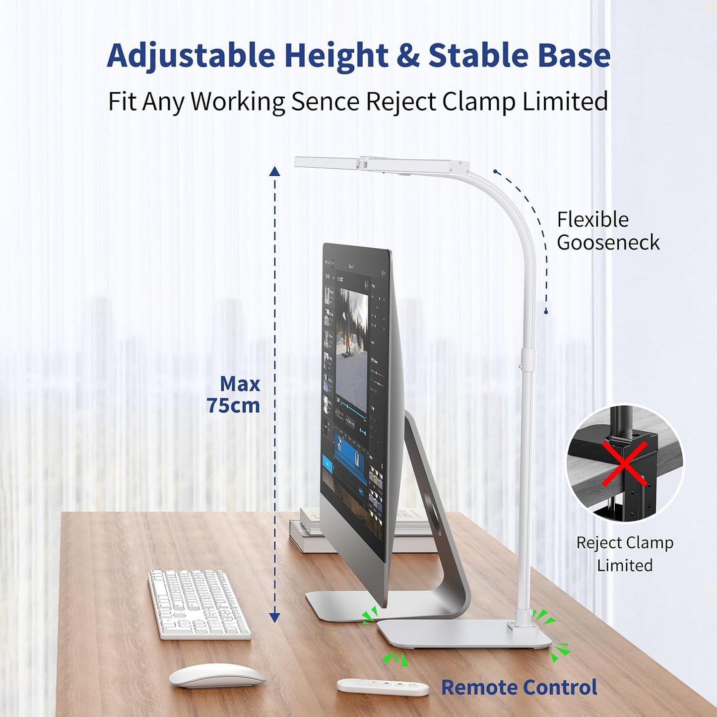 LED Desk Lamp Architect Task Light Dual Head Modern Flexible Gooseneck Tall | Dimmable Light for Home Office, 5 Color
