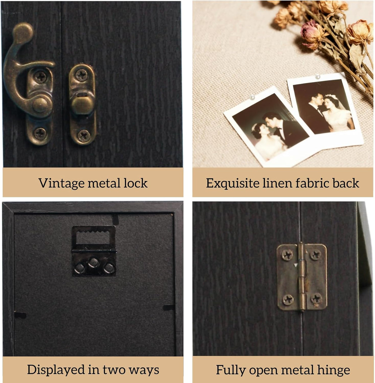 16x20 Nature Wood Black Shadow Box Frame, 1.57" Deep Glass Door with Lock | Solid Hardwood, Front Glass Door & Lock