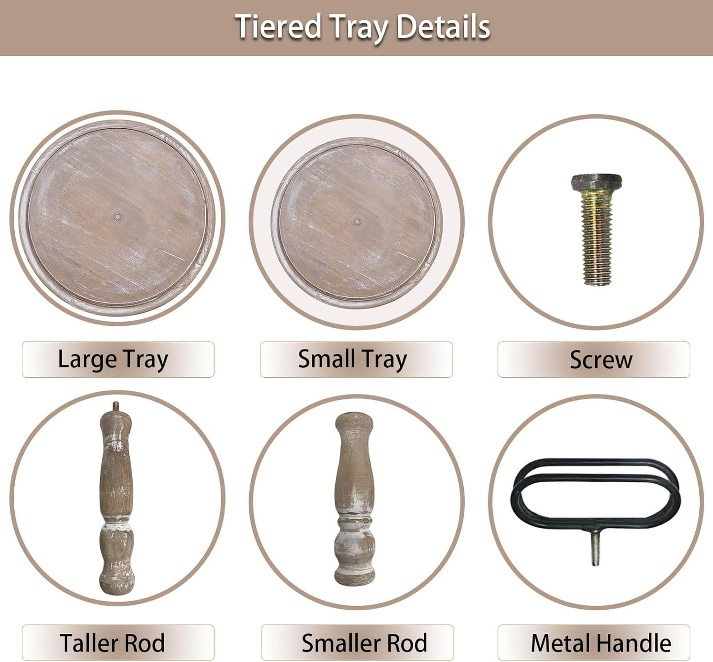 Two Tiered Tray Stand Rustic Decor Farmhouse 2 Tiered Tray Serving Tray Seasonal & / Brown / 15.7