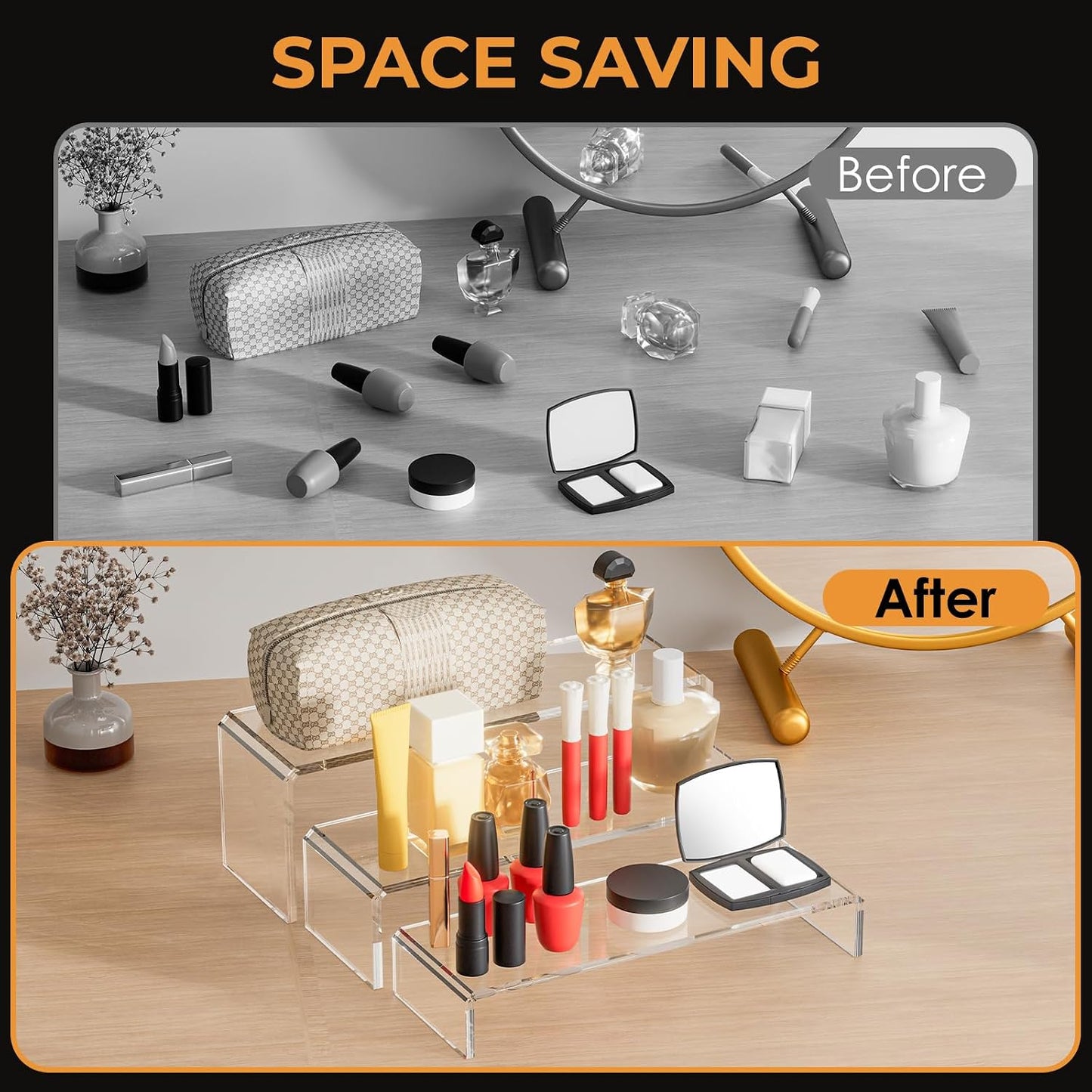 Risers Display Stand / Rectangular-m-6p / Clear / Set of 6
