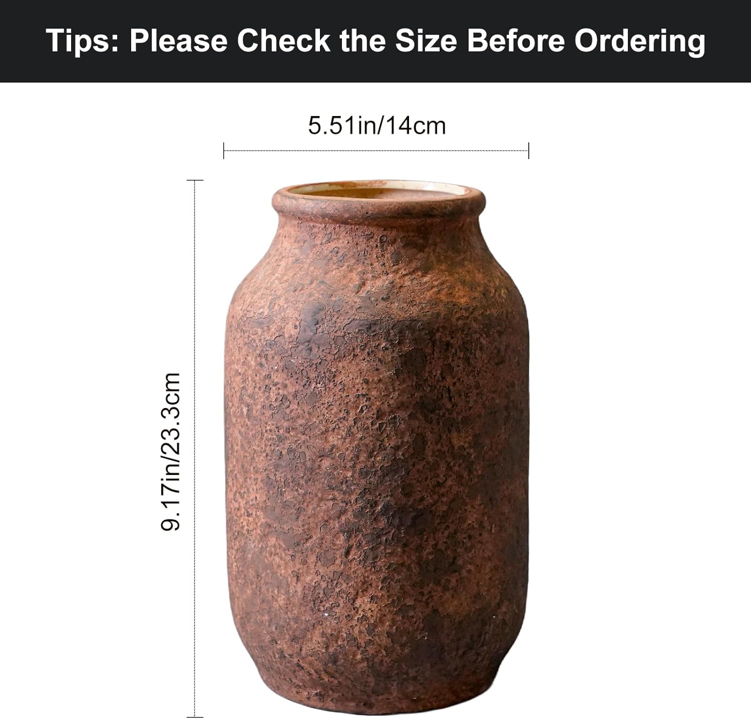 Rustic Terracotta Vase / 9 Inch