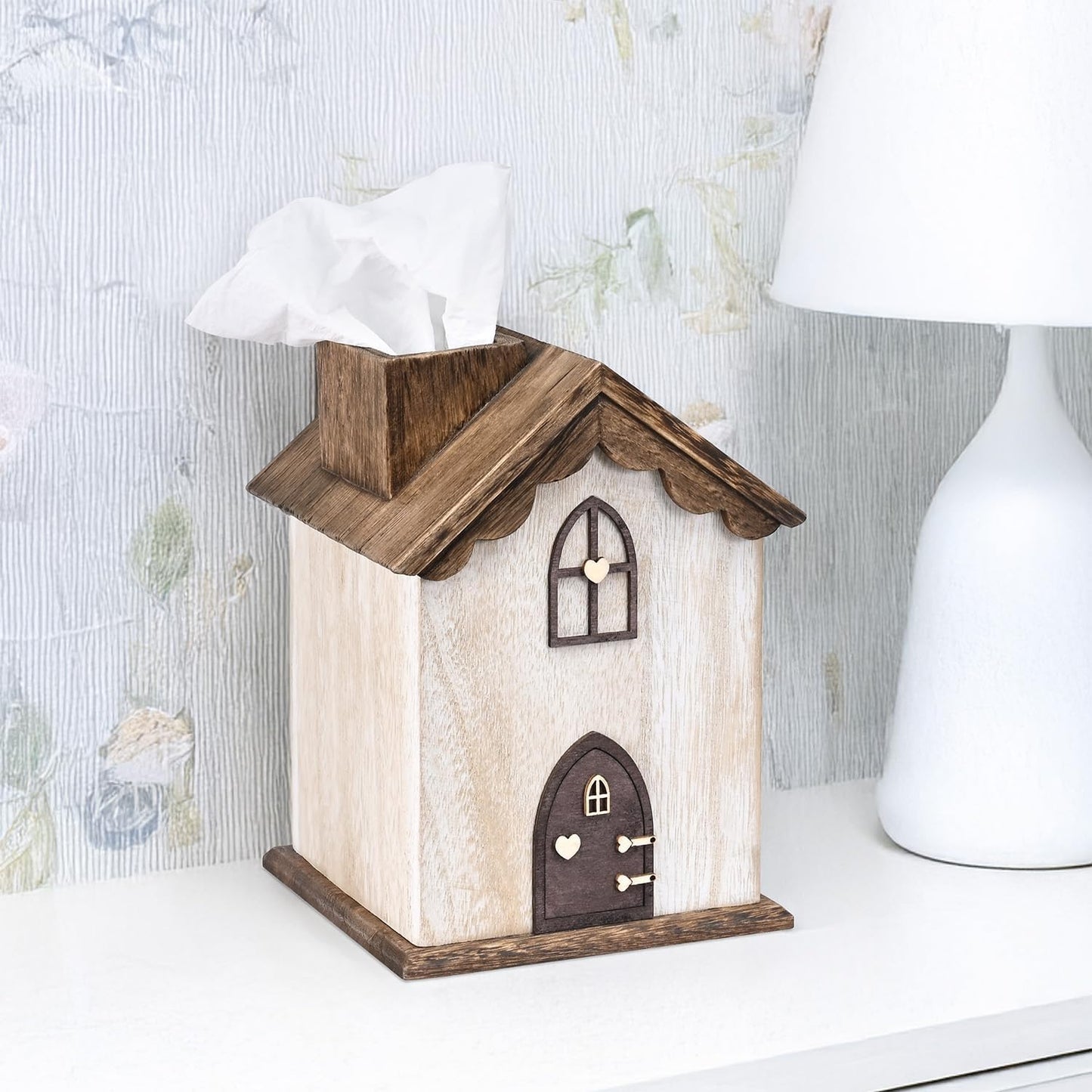 Farmhouse Wooden Square Tissue Box Cover