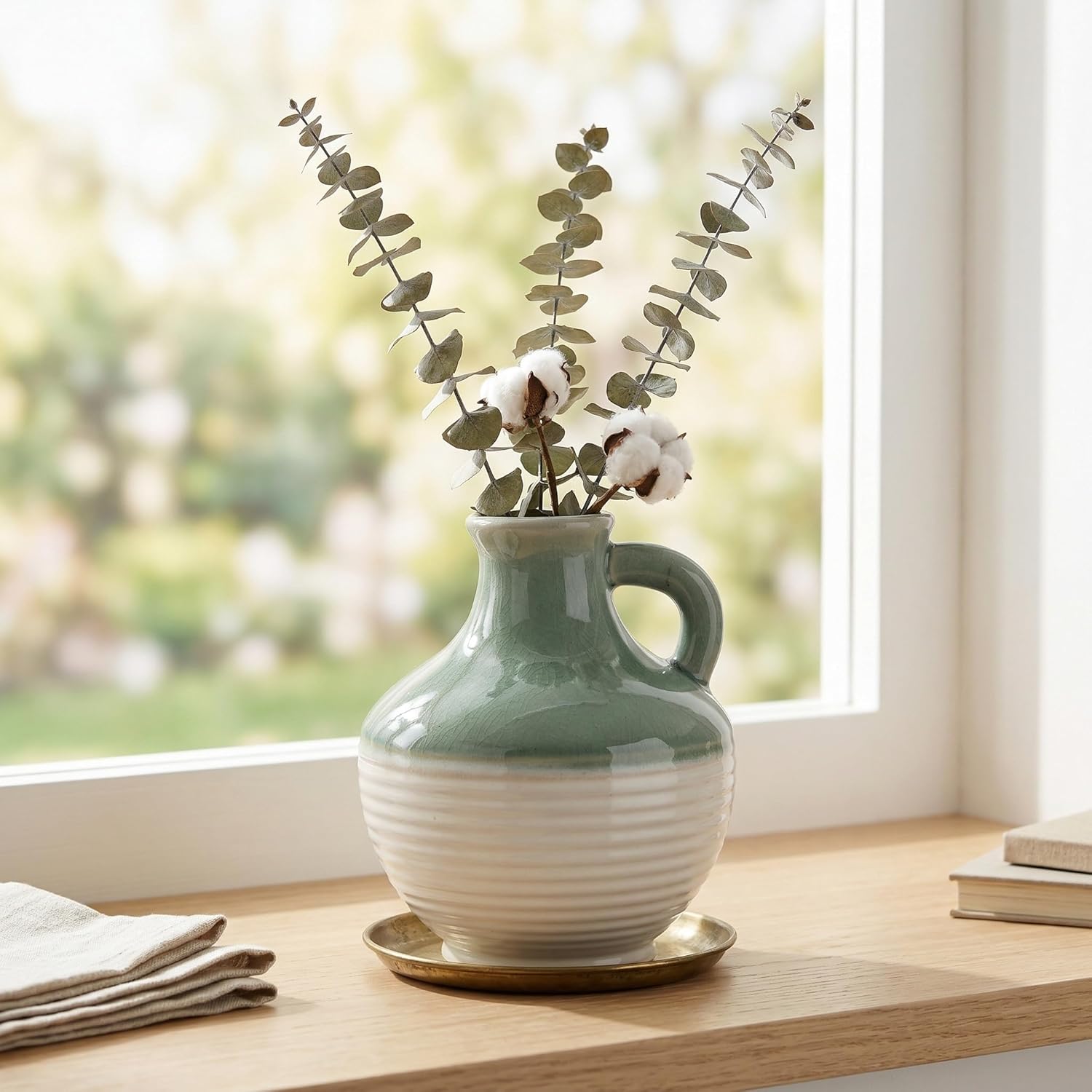 Small Ceramic Vase / 6 Inch / Mist Green