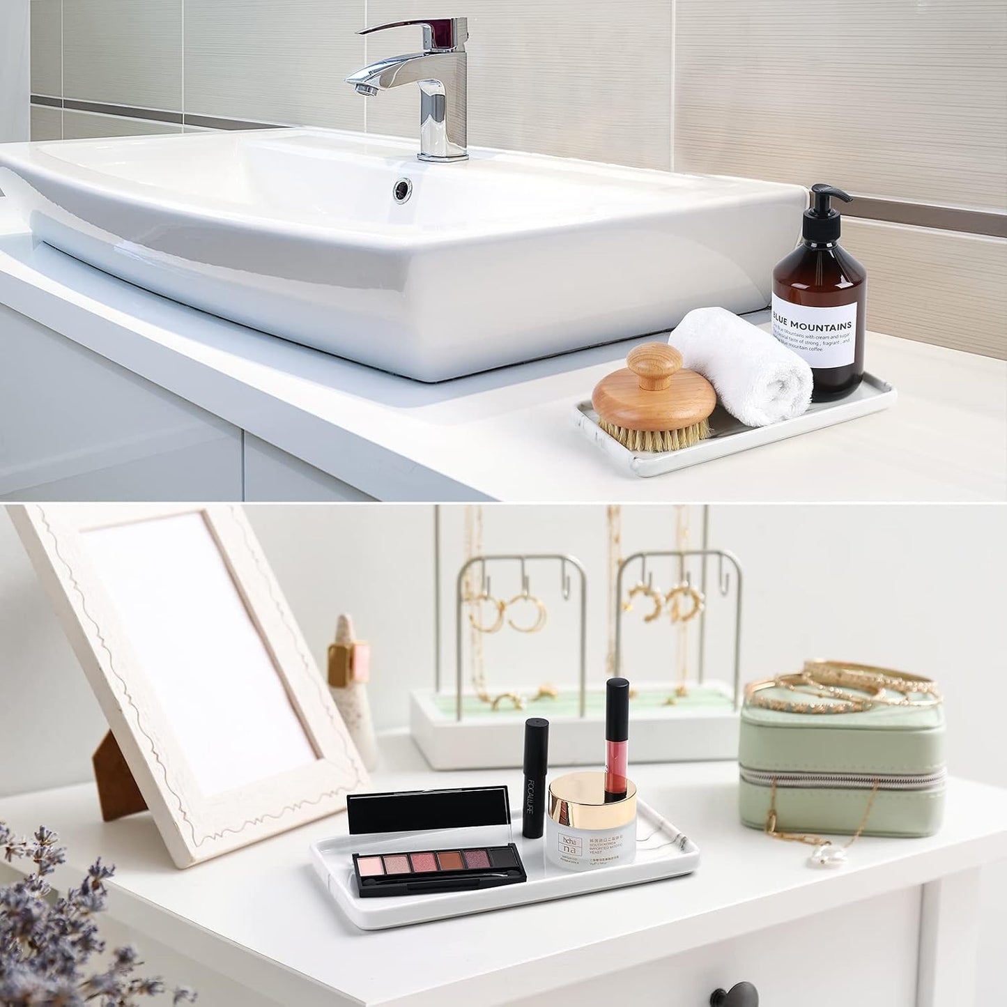 Ceramic Vanity Trays / Marble Set/1 / L - 9.8