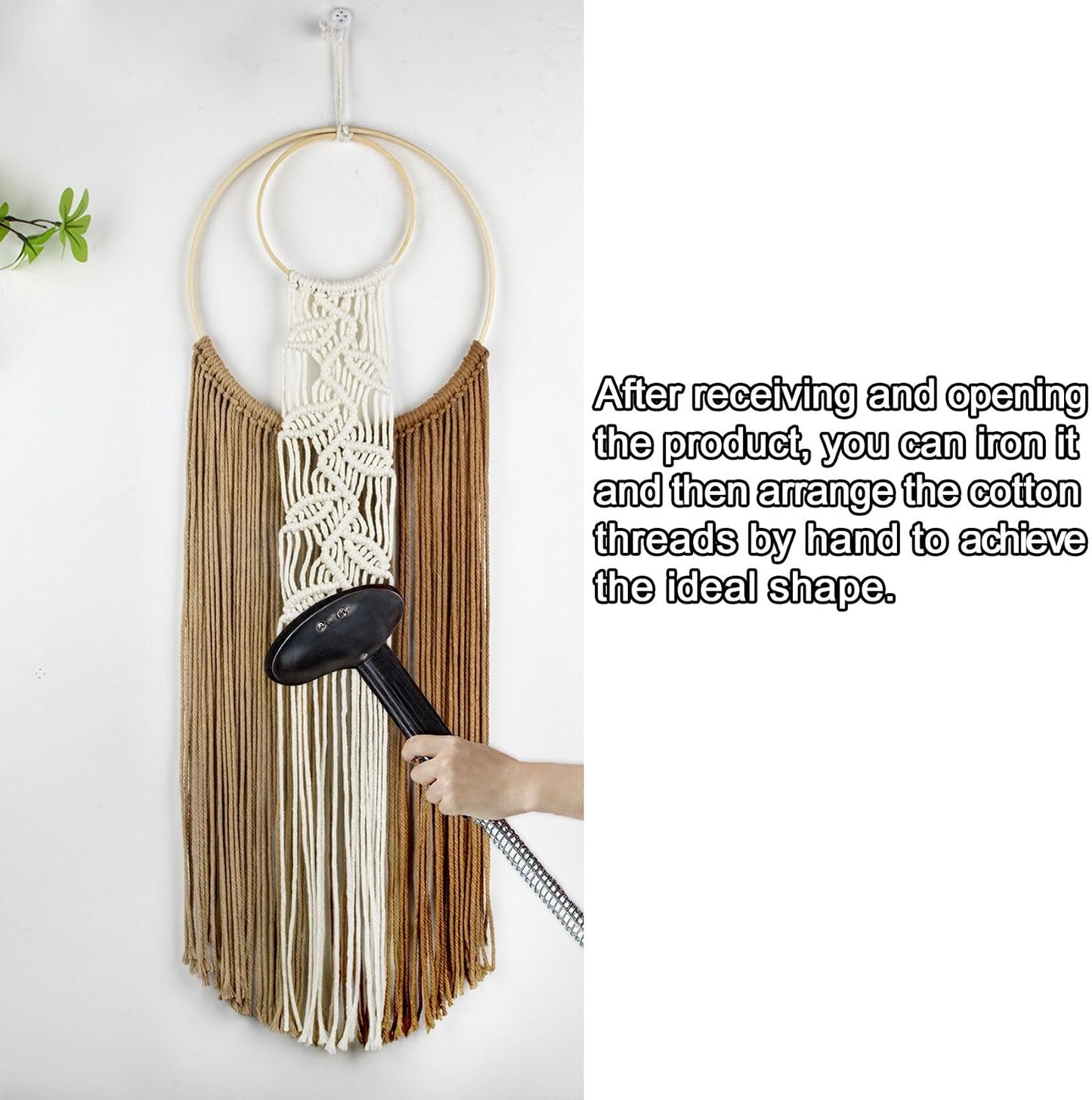 Macrame Wall Hanging Dream Catchers Leaf Pattern Macrame Wall Art Tan Color Dream / Brown Beige