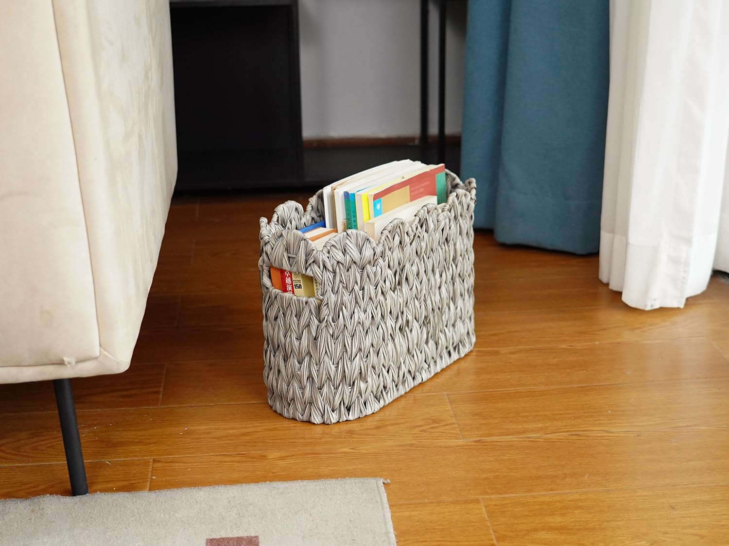 Scalloped Baskets / Toilet Paper Storage Basket / Grey