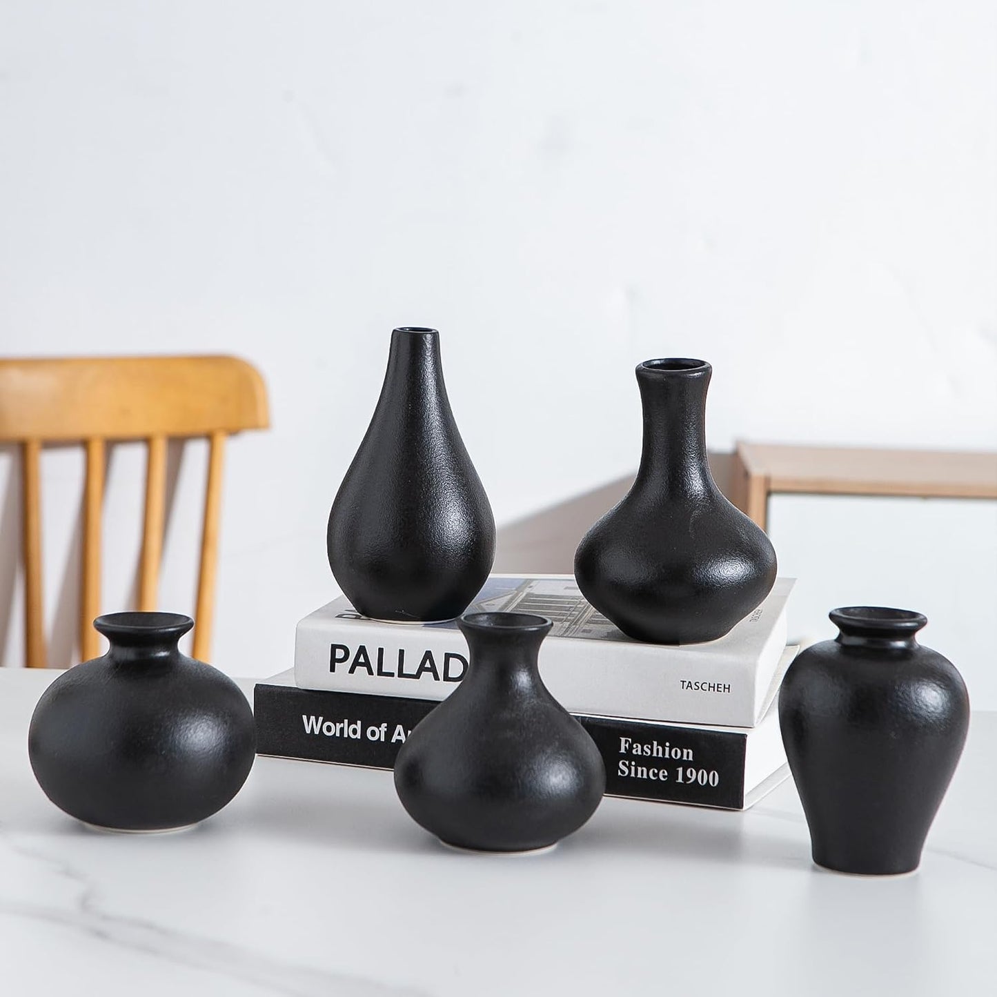 Black Ceramic Bud Vase / Small Black Vase / Set of 5