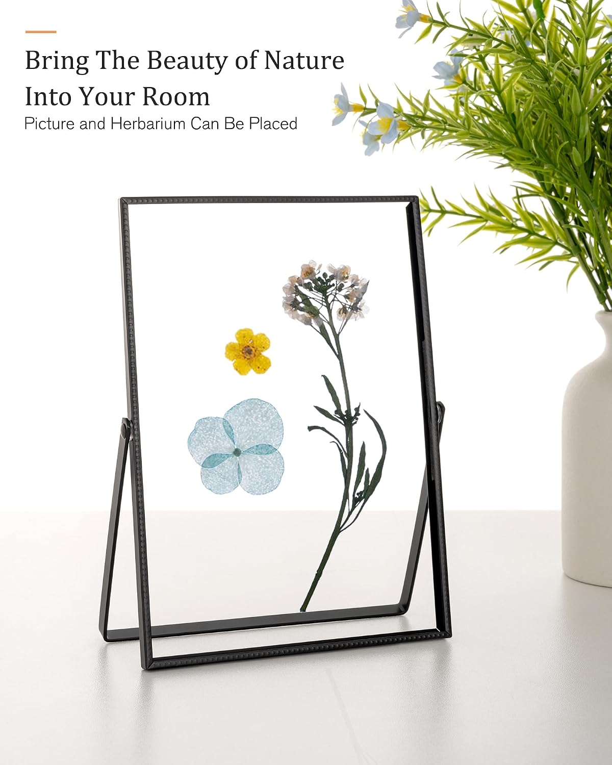 RICHFOCUS 10x12 Floating Picture Frame, Floating Display for 6x8 8x10, Beaded Metal Picture Frames with Real Glass