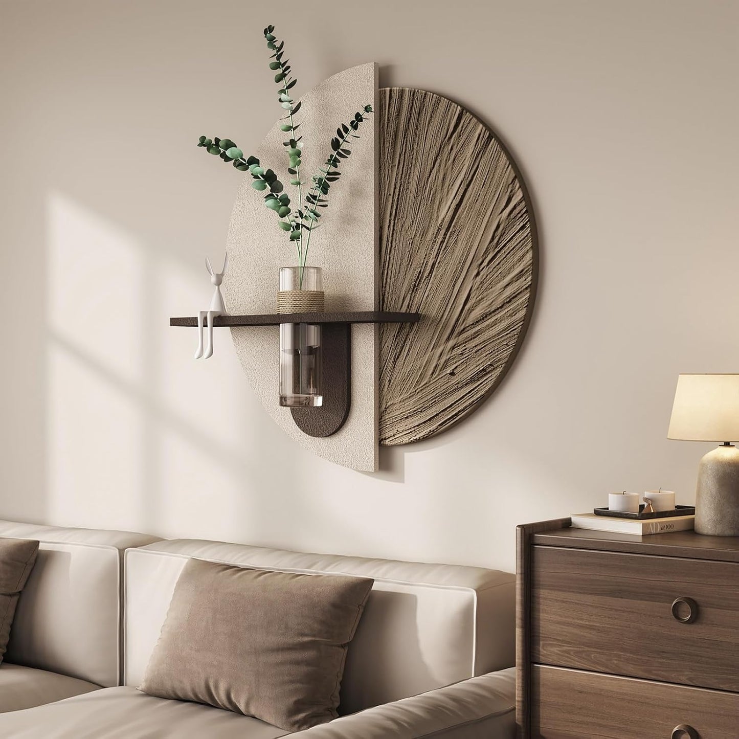 Vase / White and Brown Wall Decor / 24"L x 24"W / Beige and Brown Wall Art