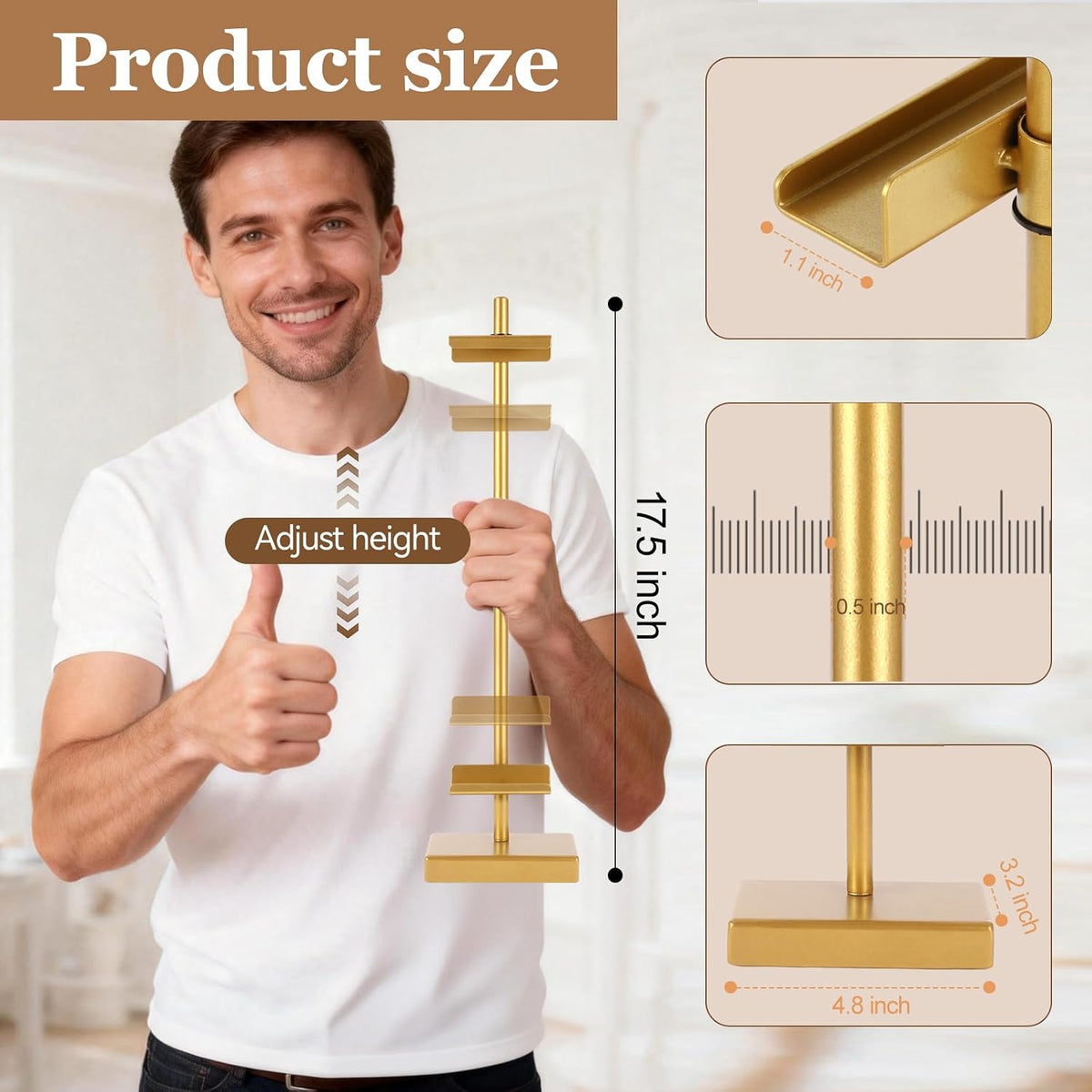 18'' Adjustable Tabletop Easel Stand, Gold Easel for Display | Steady and Elegant Picture Easels for Display, Picture