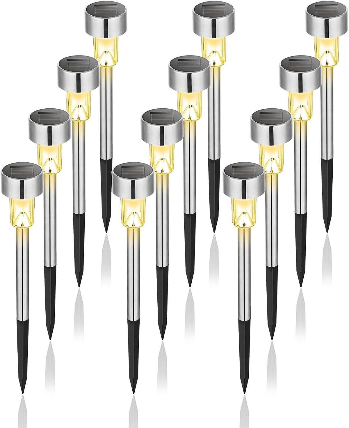 GIGALUMI Outdoor Waterproof Solar Garden Lights, 12 Pack Warm White