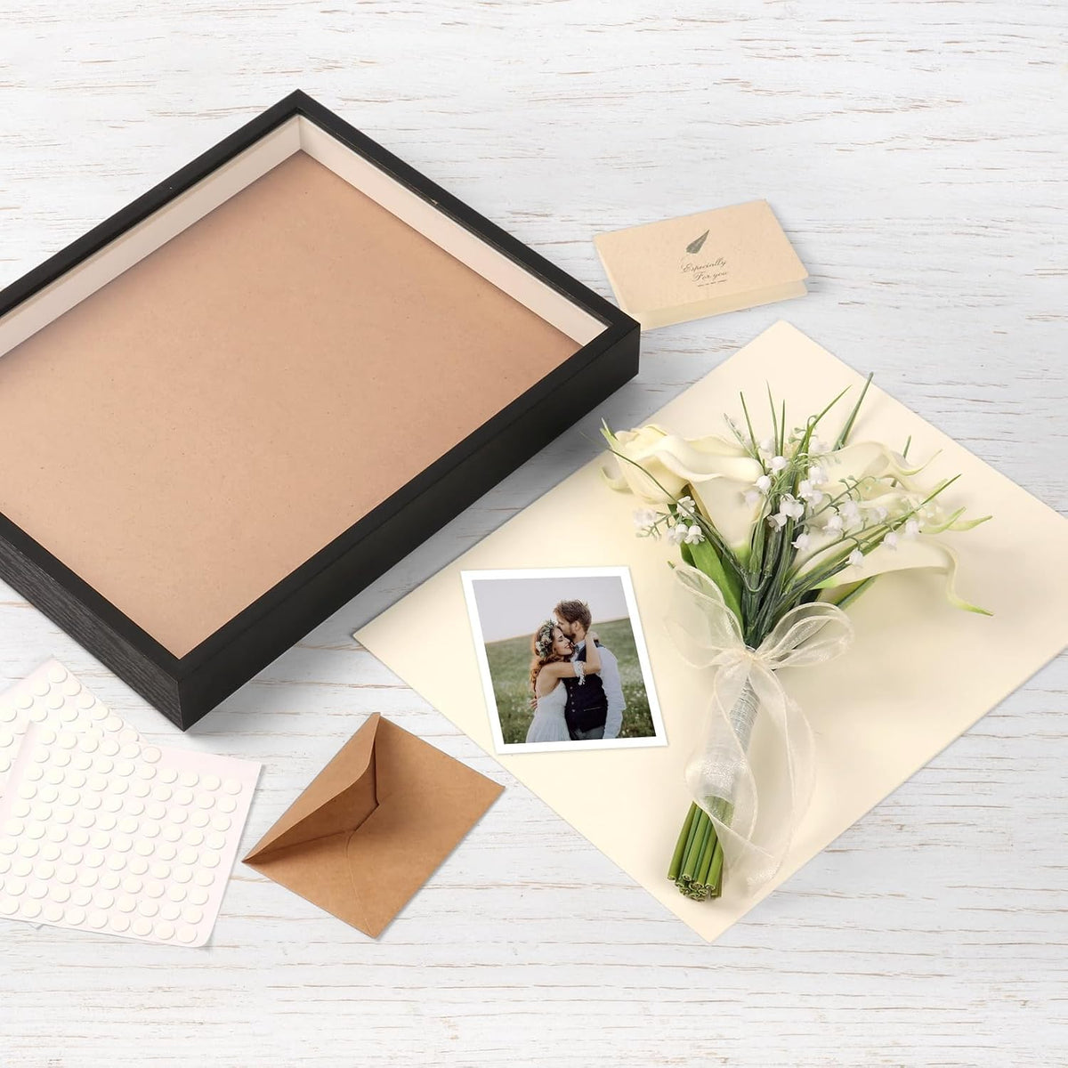 6 Pack Shadow Box Frame 8"x8" - 1.2" Deep Shadow Boxes for Art, Black | Shadow Box Display Case for: Wedding/Memory/Pet