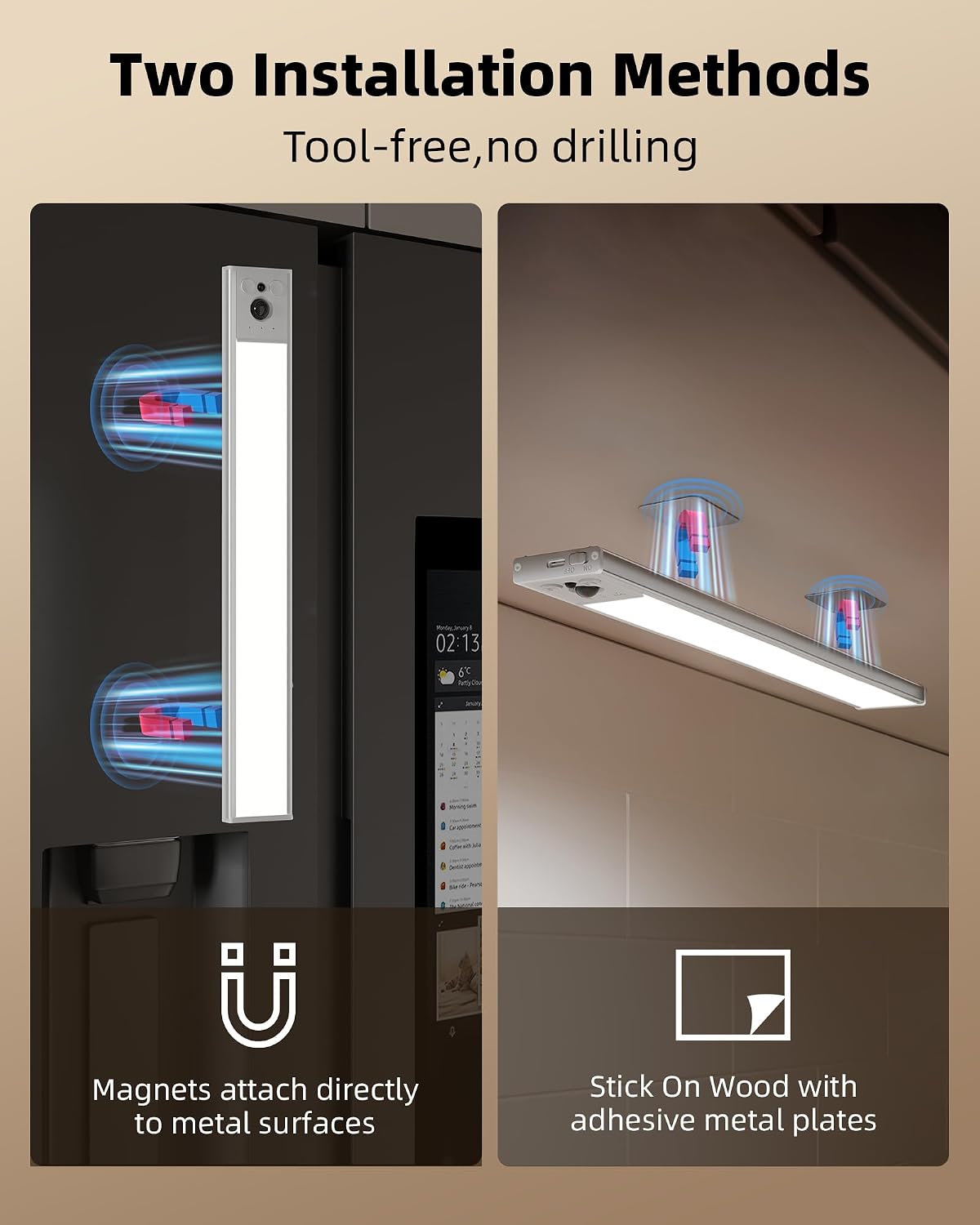 EZVALO 3-Pack 16.5inch Under Cabinet Lighting with Remote, 4000mAh Rechargeable Motion Sensor Lights, Magnetic Dimmable