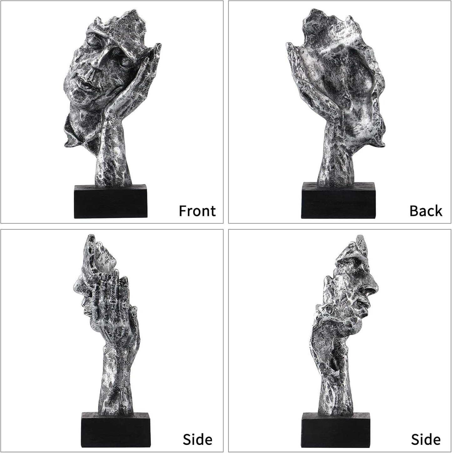 Thinker Statue / No Hear No See No Speak Abstract Art Figurine / Set of 3