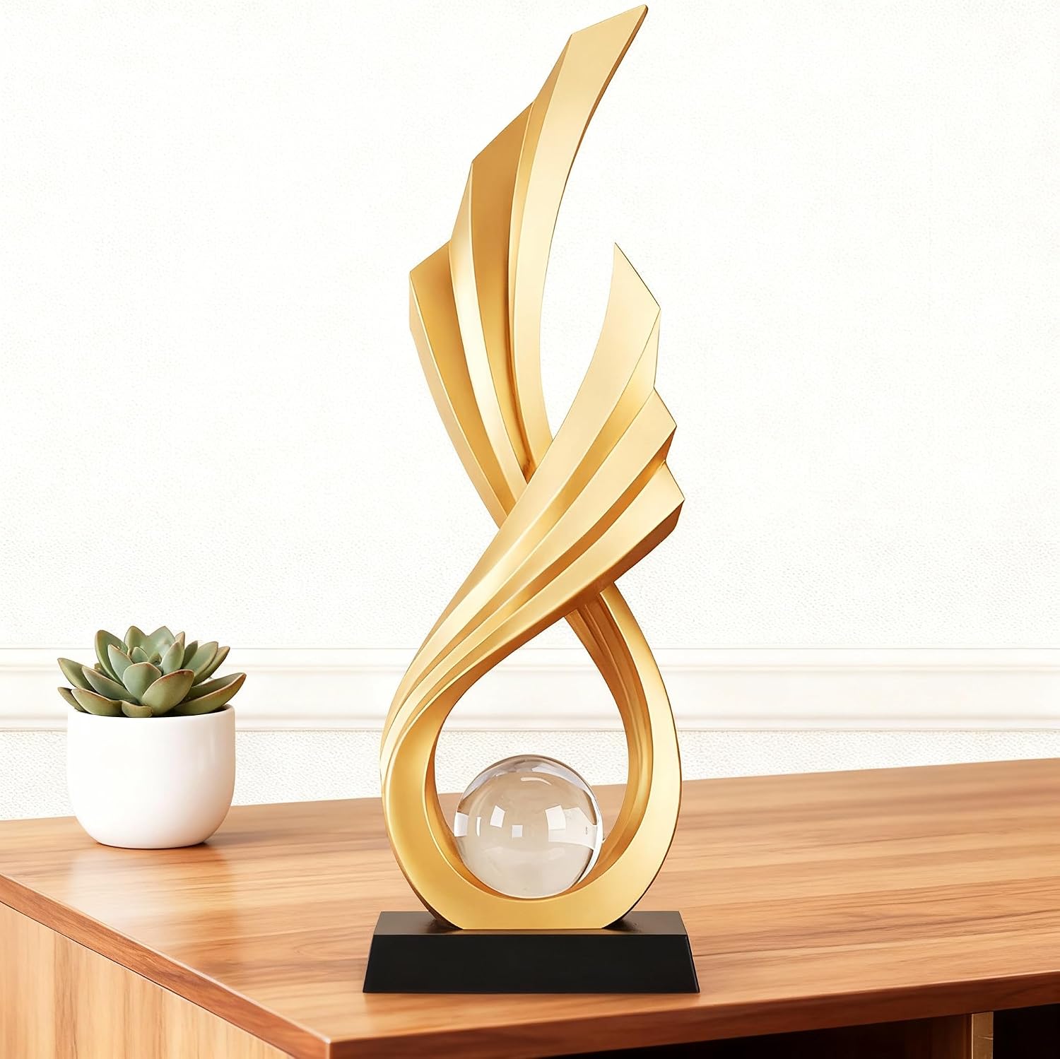 Modern Abstract Art Statue / Gold