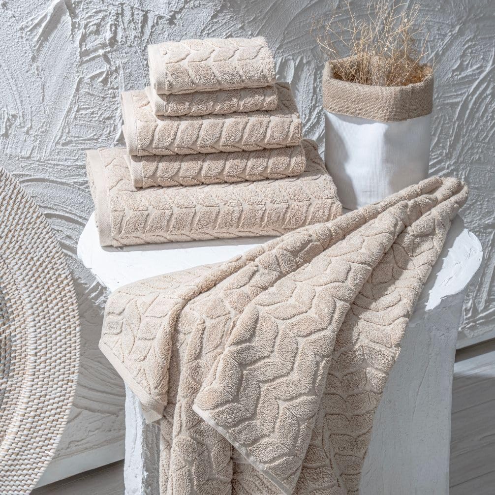BAGNO MILANO Turkish Cotton Bath Towels, Hand Towels - Soft Plush Jacquard Collection - Highly Absorbent Towel Set