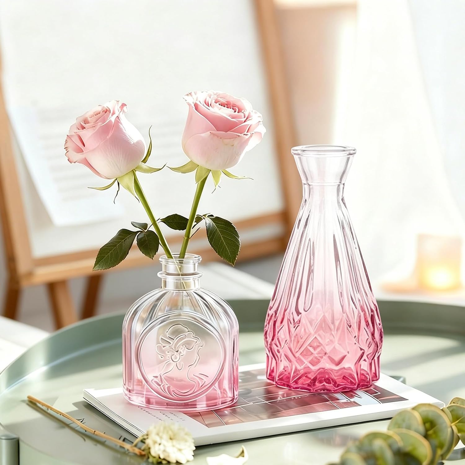 Bud Vases / Small Vases for Flowers / Pink / Set of 32