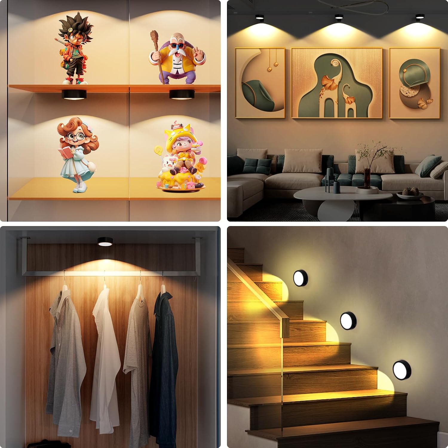 Narotood 6 Pack Picture Lights for Wall, Rechargeable Battery Operated Wall Lights, Picture Frame Lights with 3