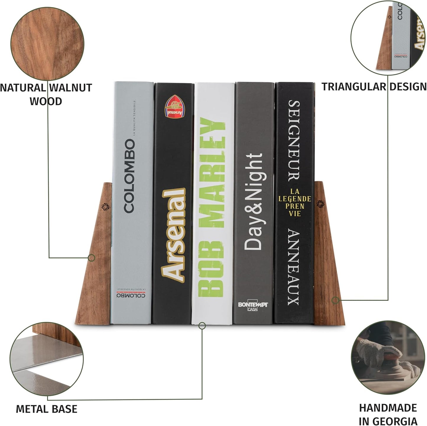 Handmade Wooden Bookends / Walnut