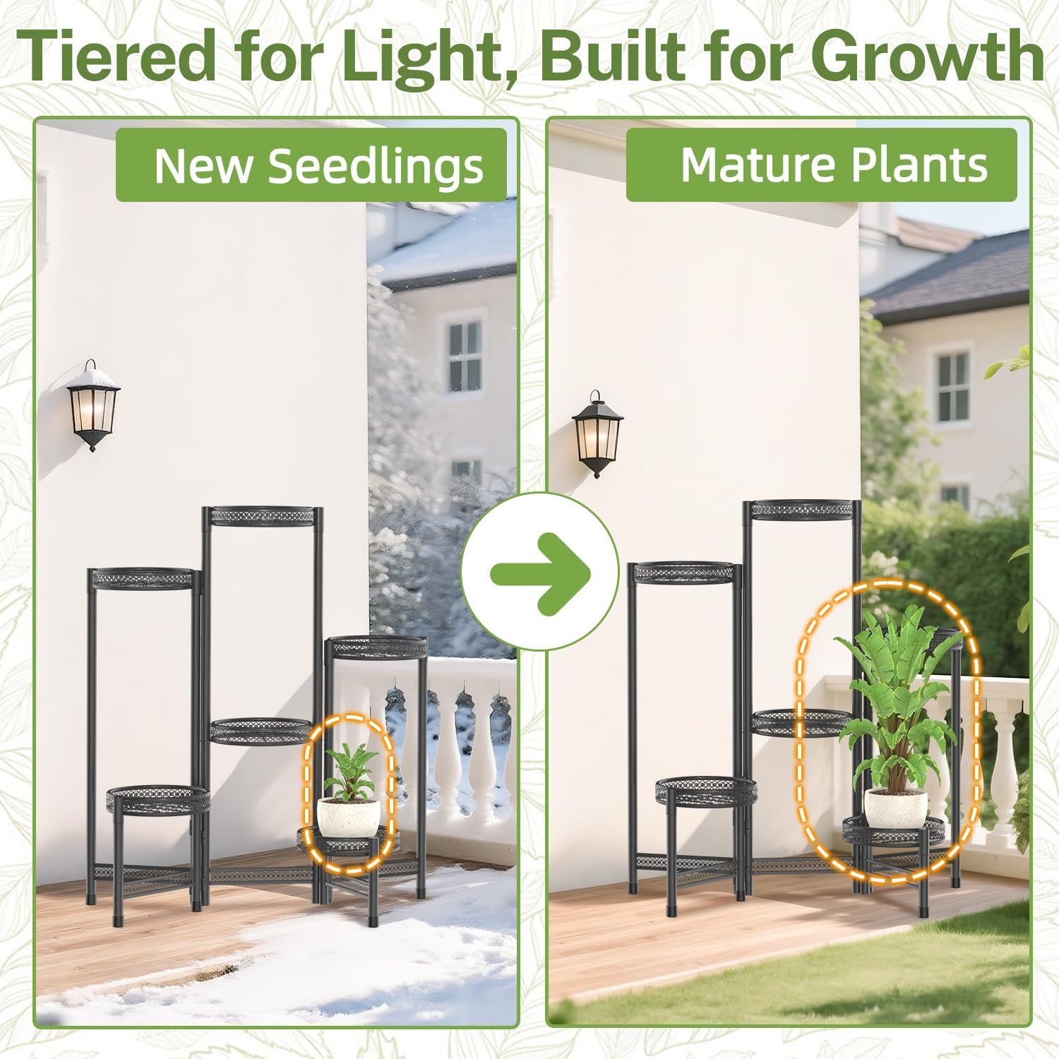 iDavosic.ly Plant Stand Indoor Outdoor, 6 Tier Iron Corner Shelf, Black | Tiered Tall Flower Display Holder, Folding