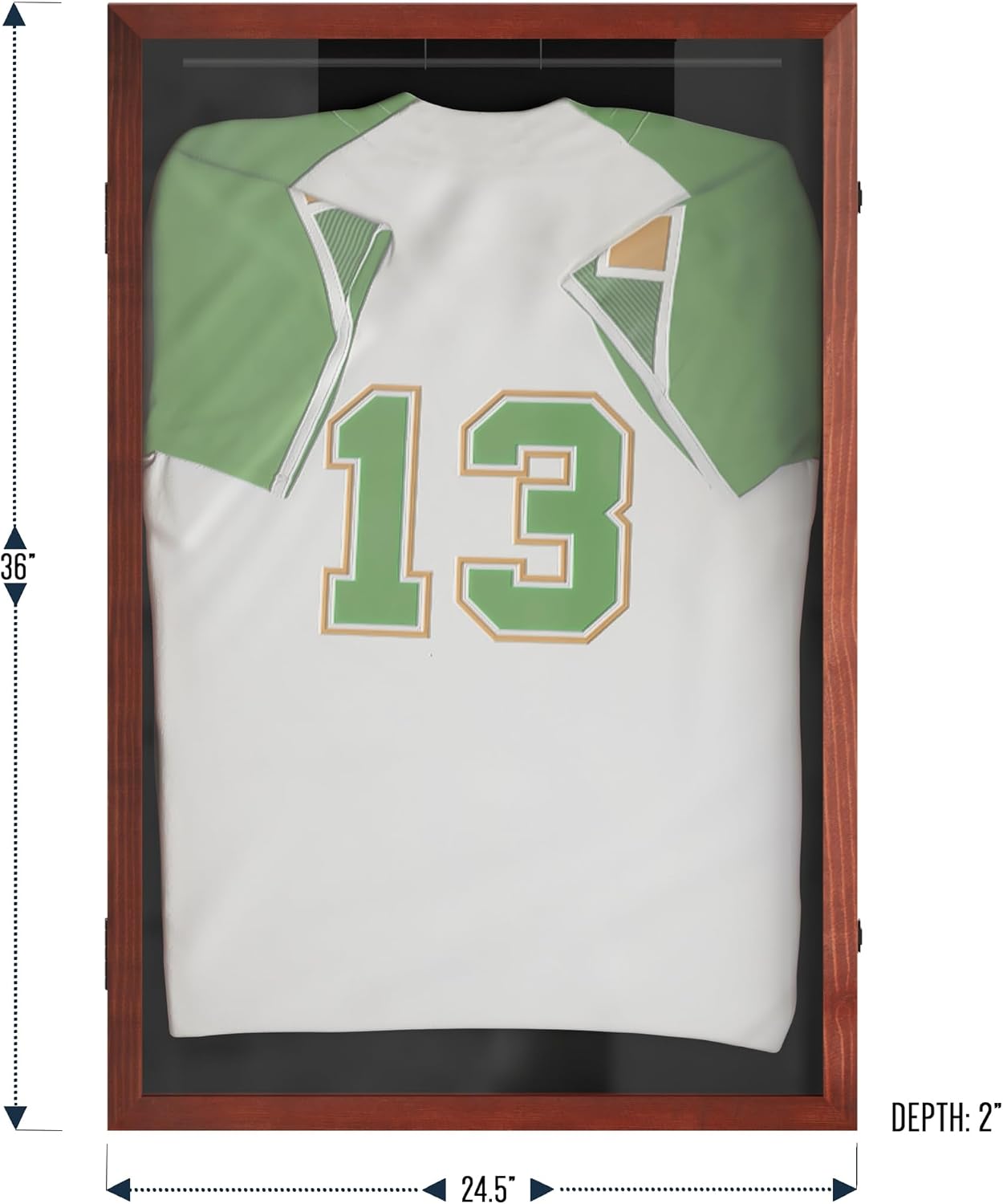 HBCY Creations Mahogany Jersey Frame Display Case - 24x36 Premium Shadow Box with Anti-Theft Lock, Acrylic Window