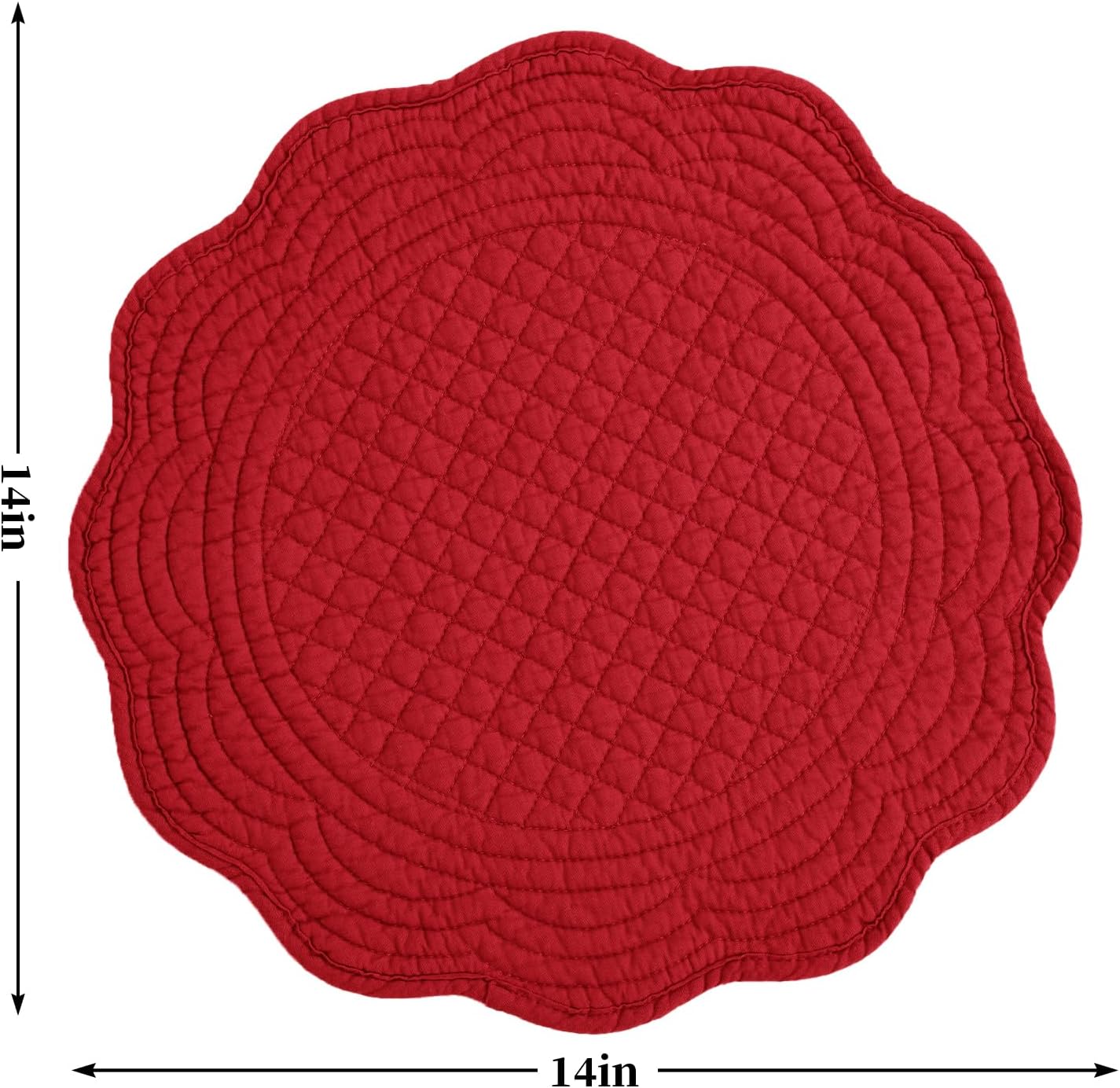 HOMBYS Quilted Placemats Set of 6 Washable Round Placemats for Kitchen Table-100% Cotton Fabric 14 Inch Round Table