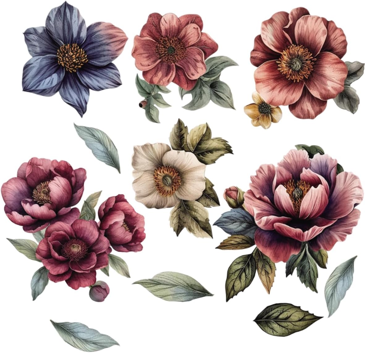 Large Flower Wall Art Decals Boho Fabric Jumbo Floral Wall Stickers for Girls Bedroom Living Room
