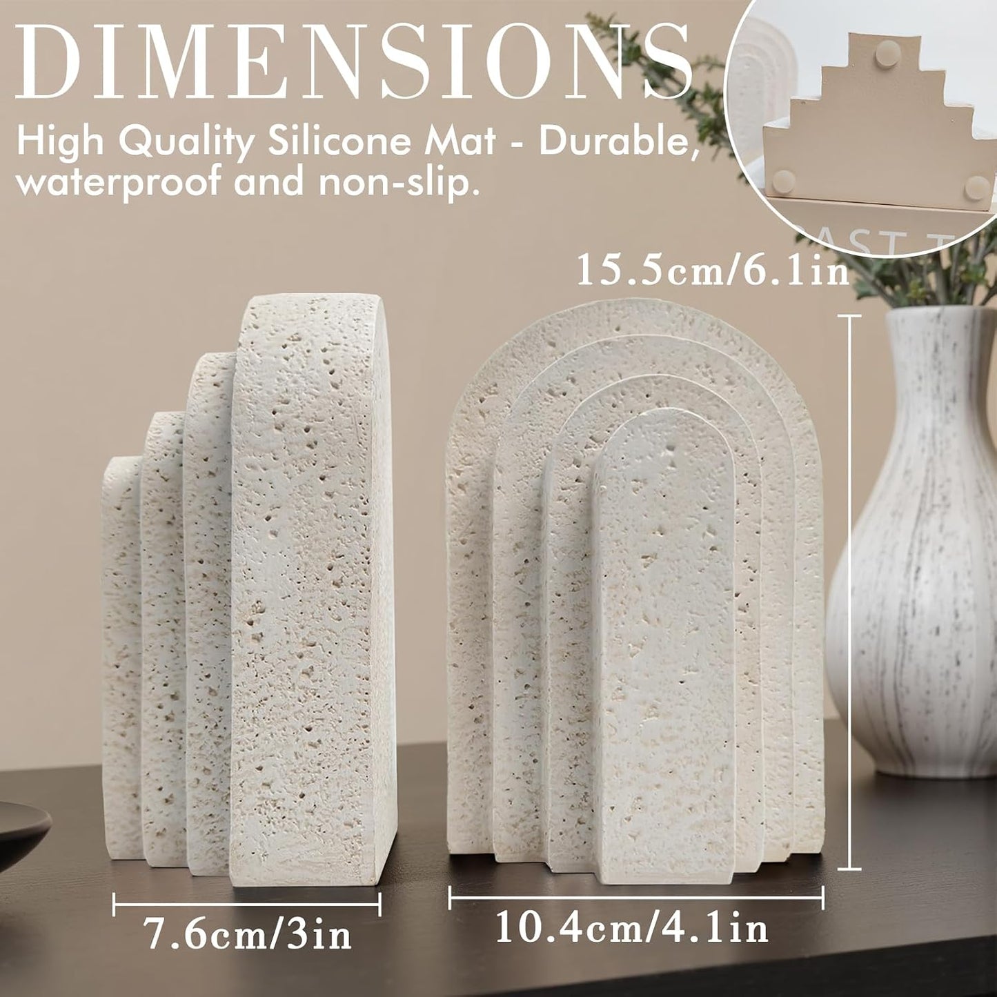 Heavy Duty Arch Resin Decorative Bookends / Set of 2