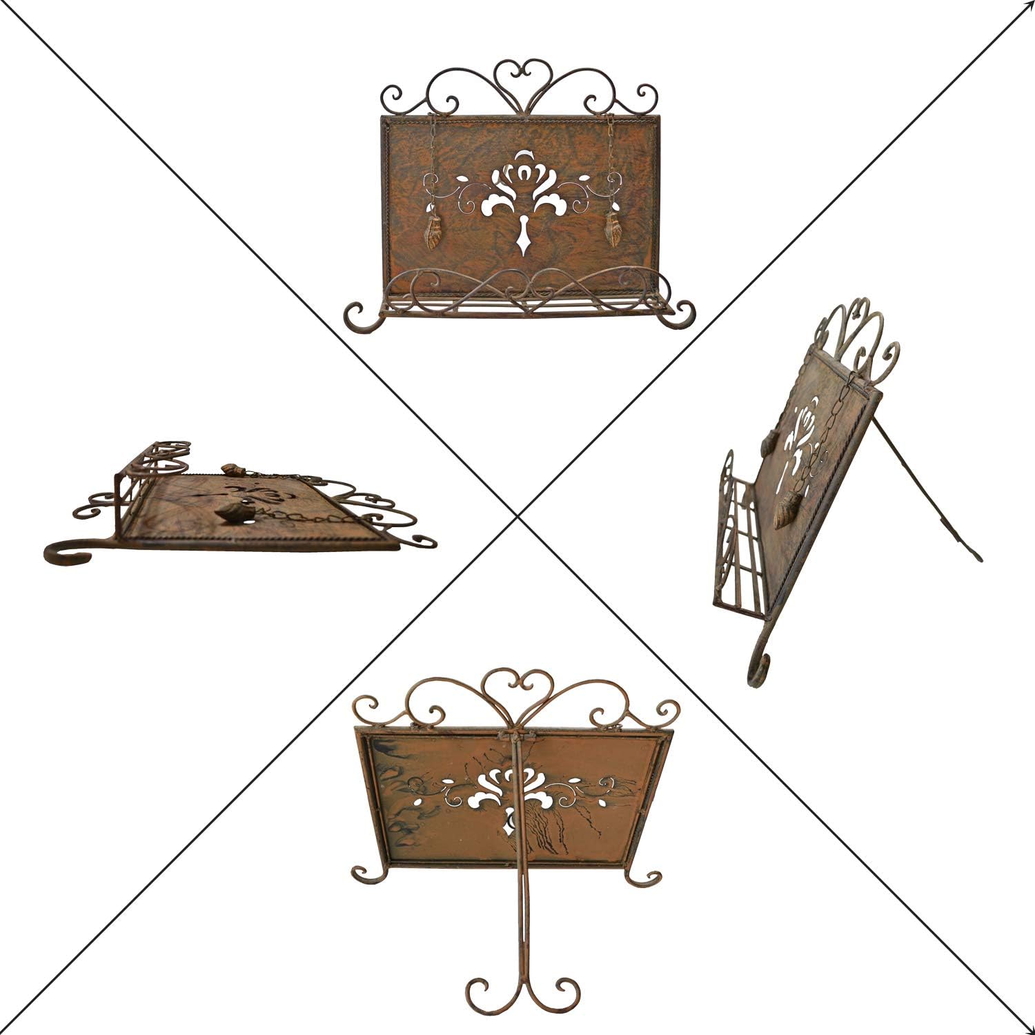 Westcharm Holiday Gift - Antique Metal Kitchen Cookbook Stand, Recipe Book Holder, iPad Holder, Cookery Book Easel with