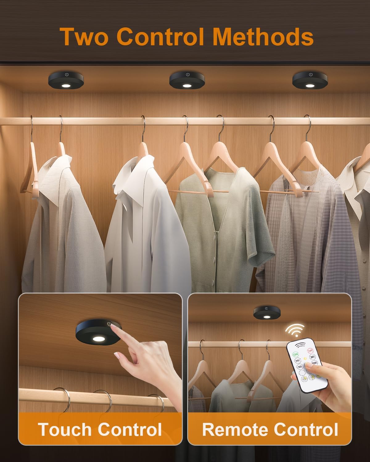 WILLED Under Cabinet Lighting Wireless,Rechargeable Puck Lights with Remote Control,Battery Tap Light Stick On,3 Colors