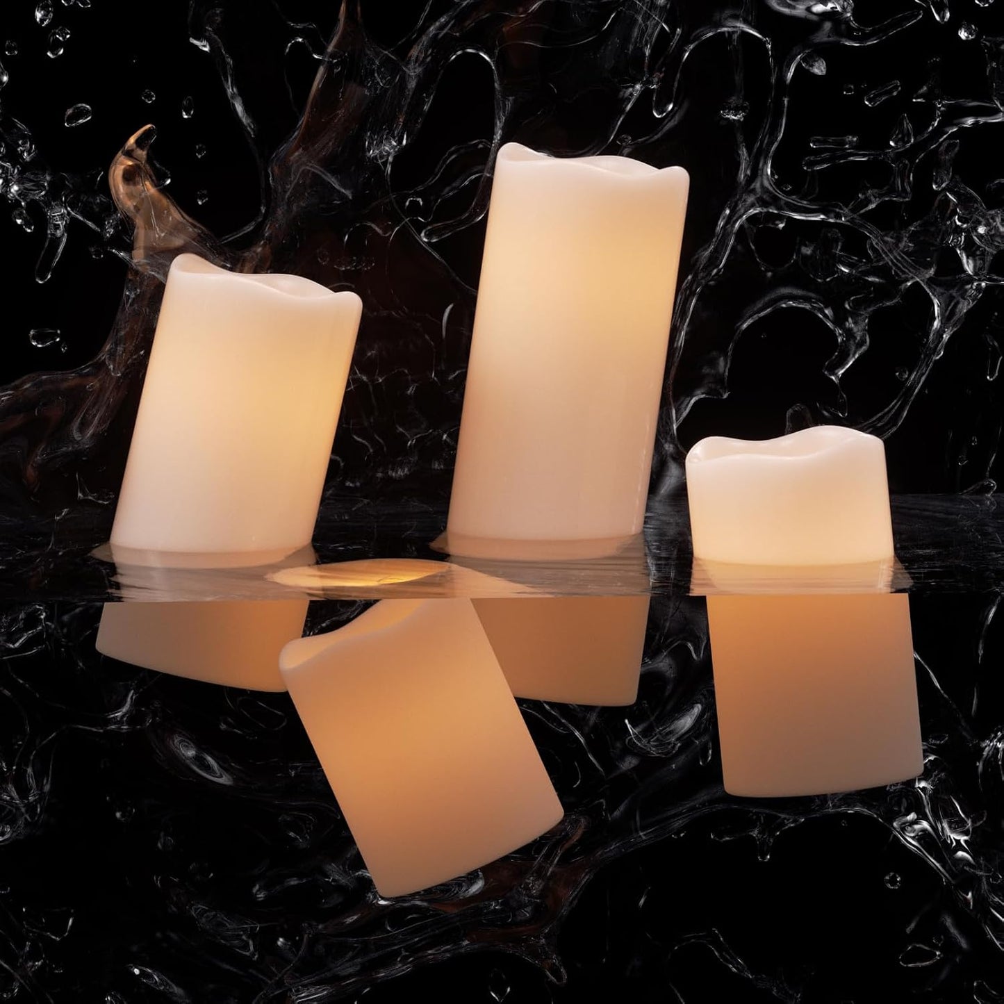 Eldnacele Outdoor Waterproof Flameless Flickering Candles with Remote Timer | Battery Operated Outdoor Candles, White