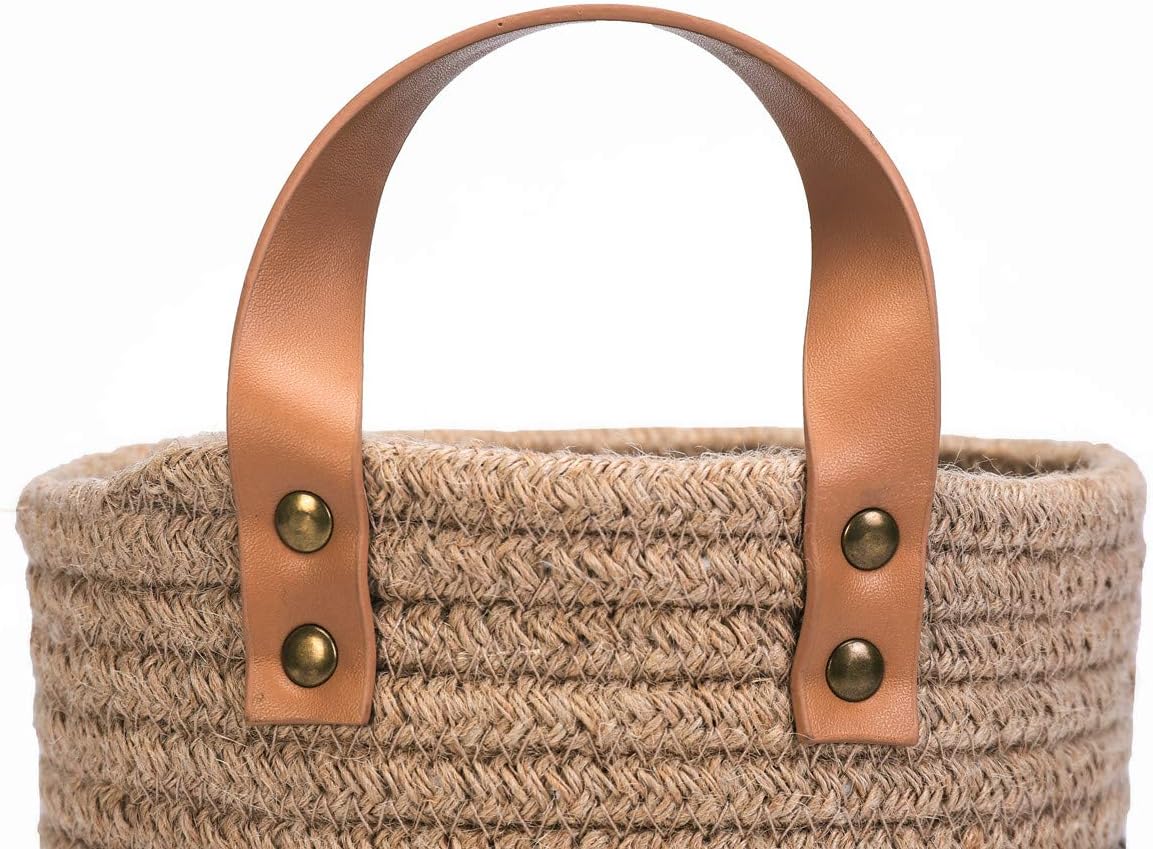 Small Cotton Rope Woven Closet Storage Bins-Shelf Basket Organizer for Plants / Jute